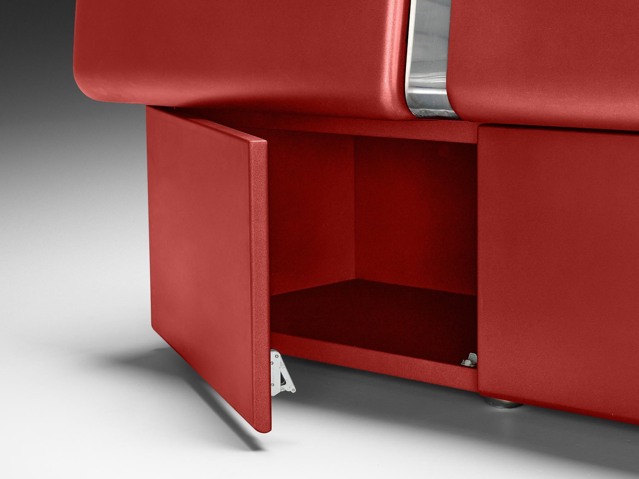 Vittorio Introini 'Colby' Sideboard in Red Lacquered Wood and Metal 1
