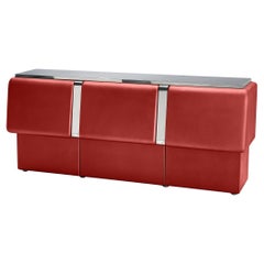 Retro Vittorio Introini 'Colby' Sideboard in Red Lacquered Wood and Metal 