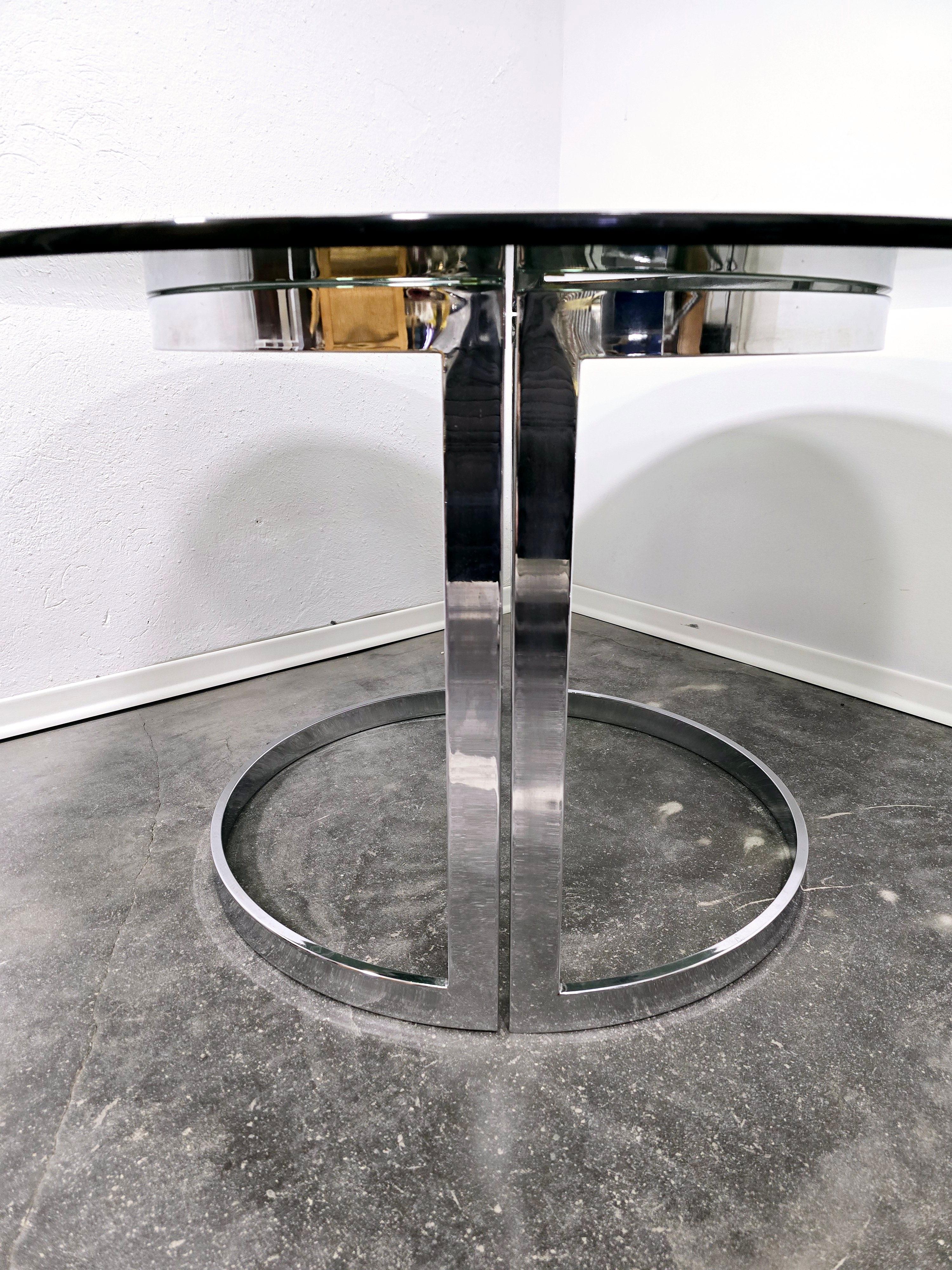 Mesa de comedor Vittorio Introini Años 70 Cuero en venta