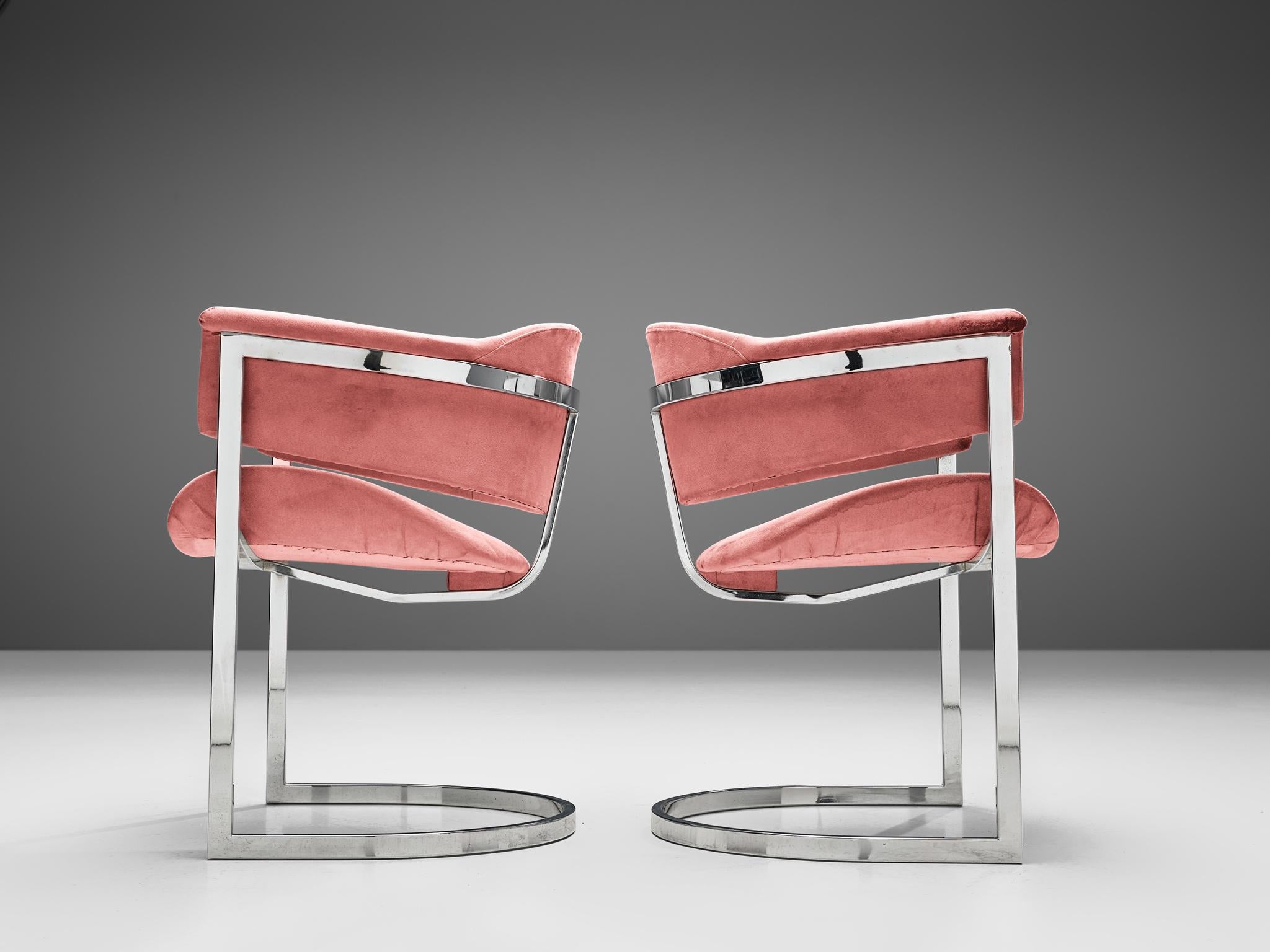 italien Vittorio Introini pour Mario Sabot, paire de chaises de salle à manger rose poussiéreux  en vente