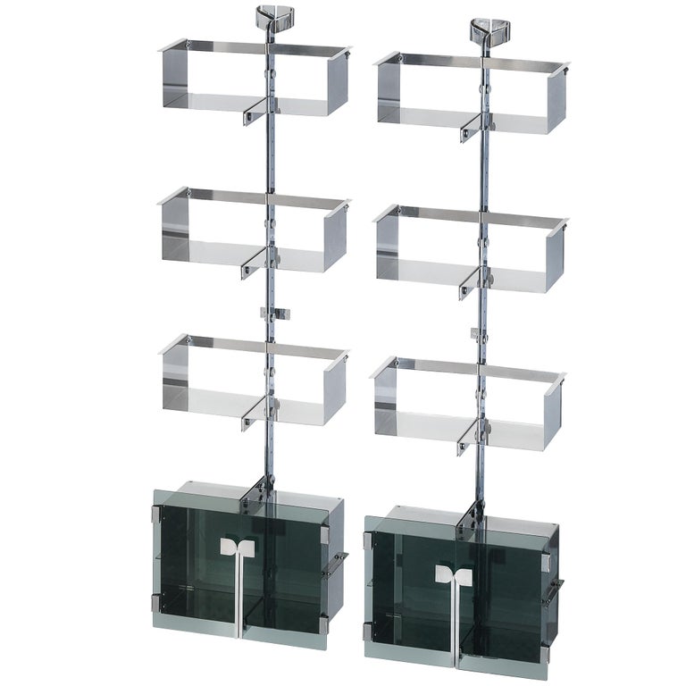 Vittorio Introini for Proposals Pair of Modular Wall Bookcase in Metal