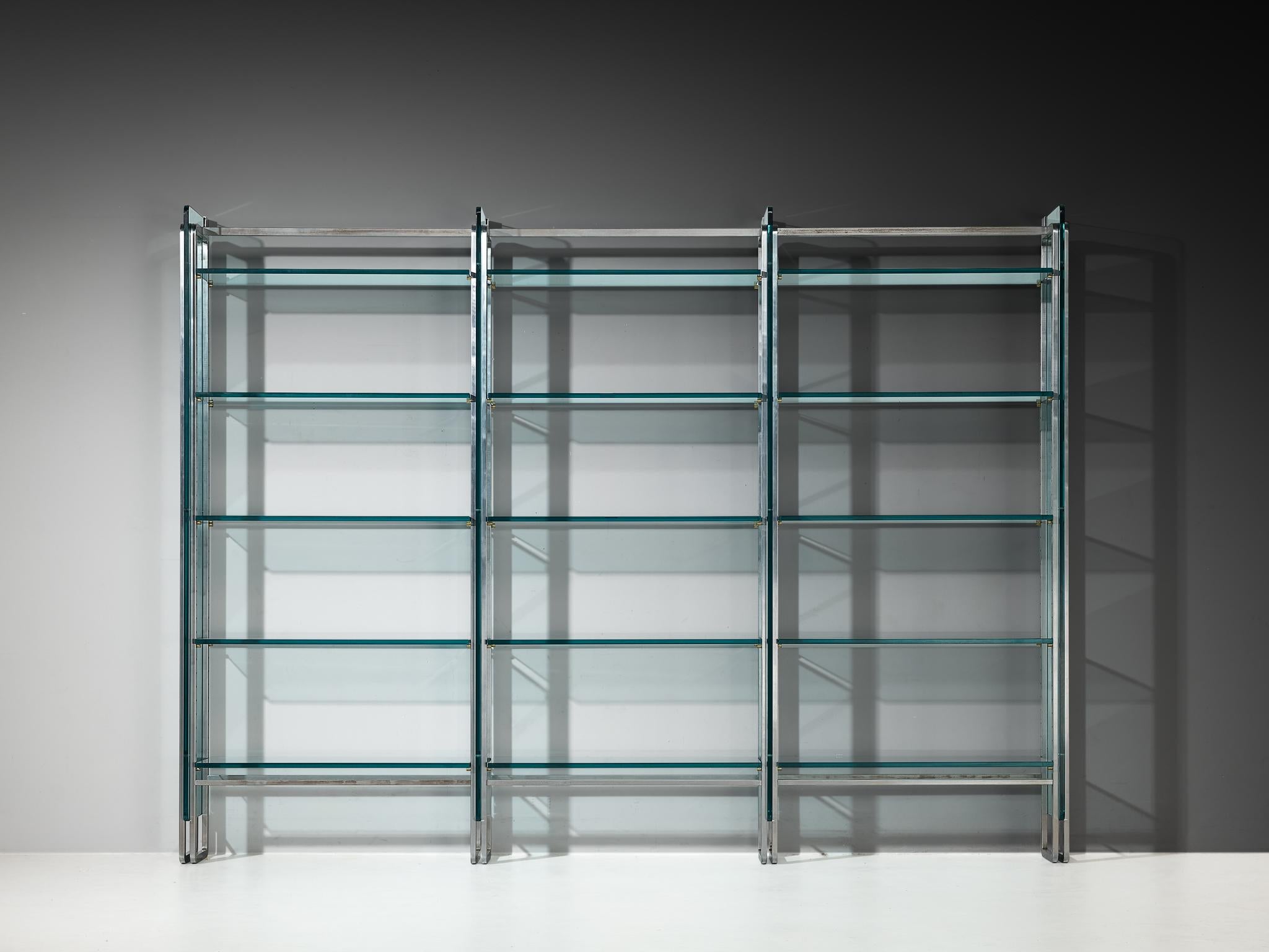 Vittorio Introini for Proposals Wall Unit in Steel and Glass For Sale 4