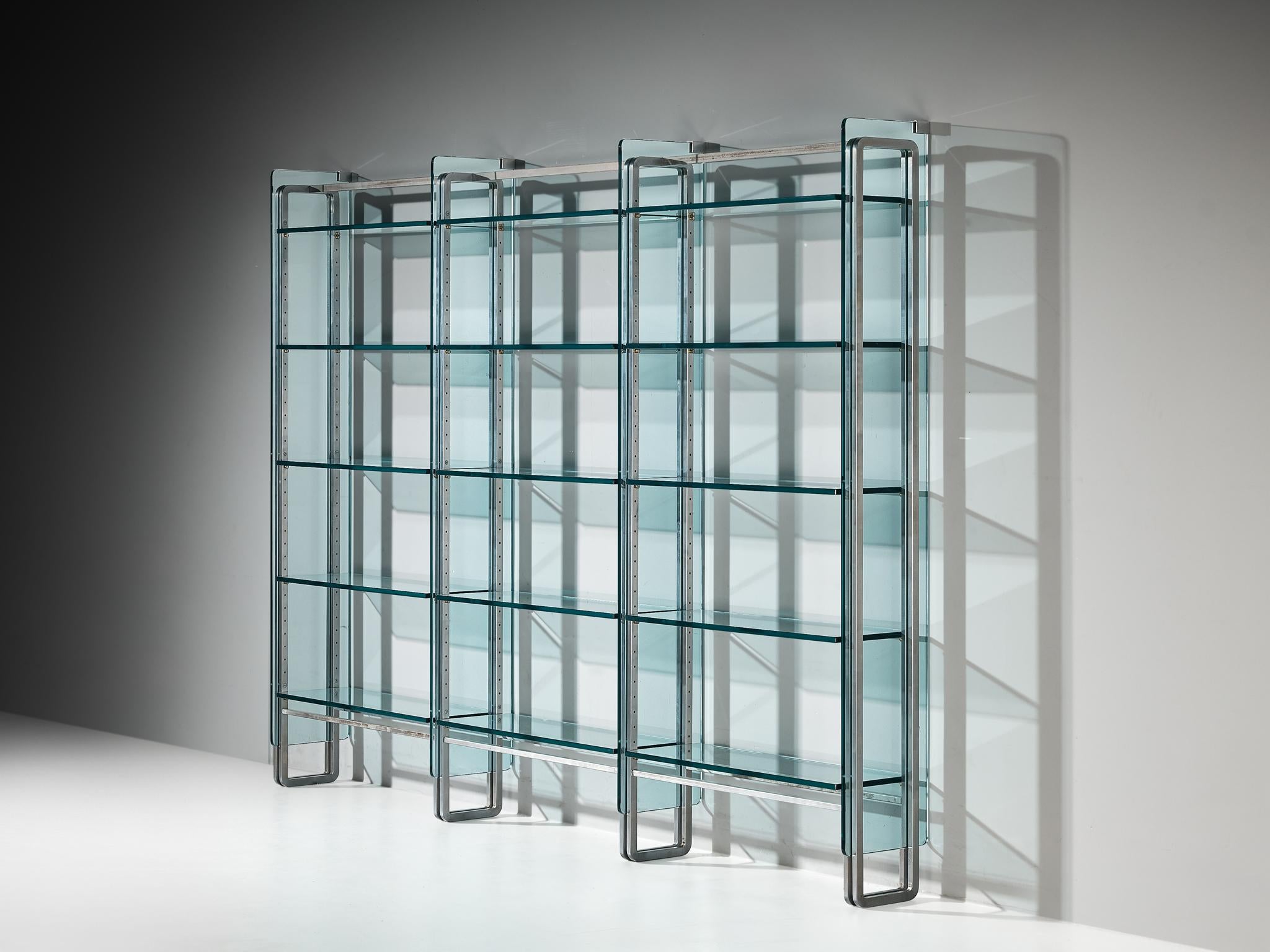 Vittorio Introini for Proposals Wall Unit in Steel and Glass For Sale 1