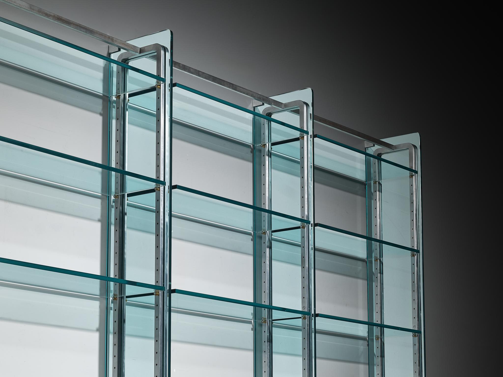 Vittorio Introini for Proposals Wall Unit in Steel and Glass For Sale 2
