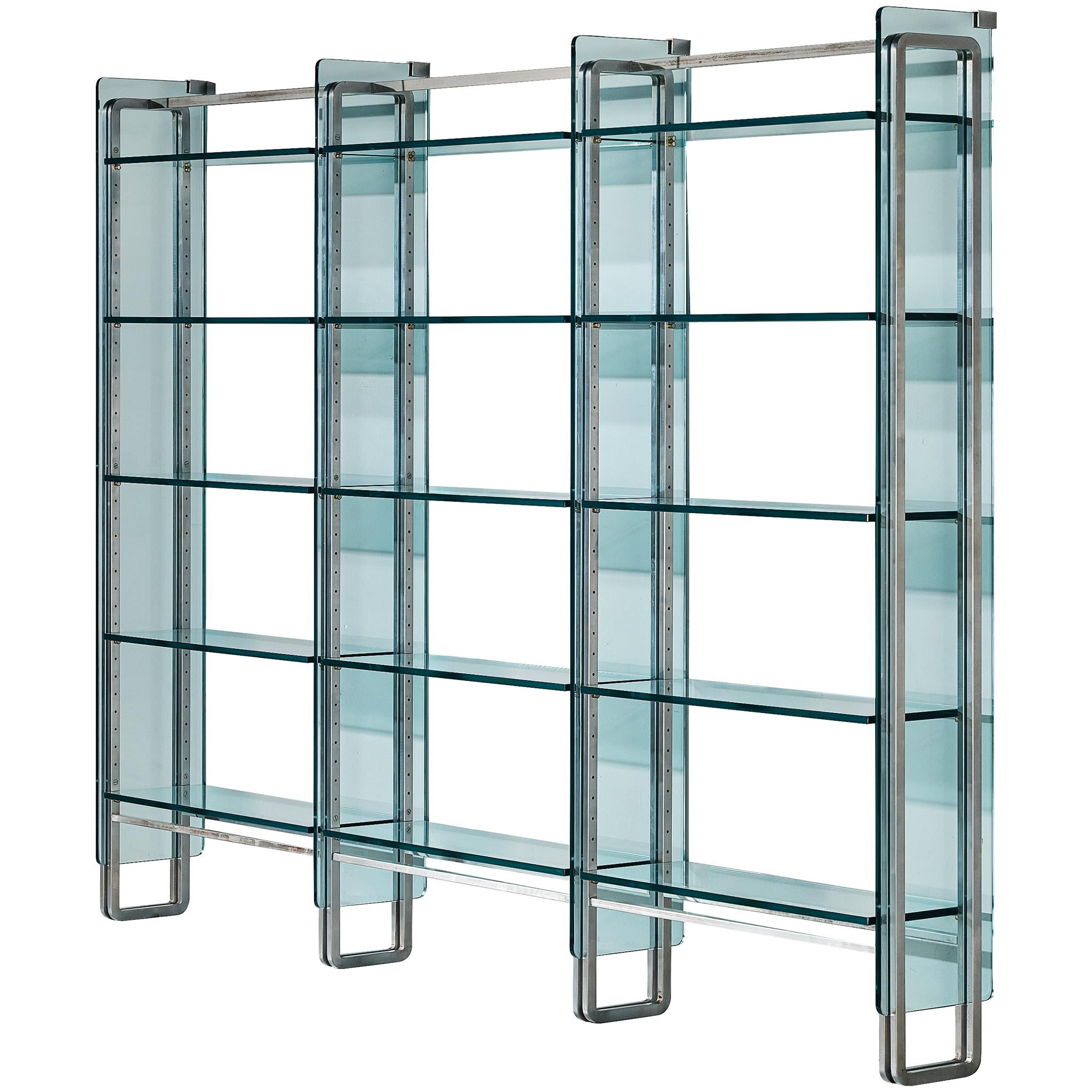 Vittorio Introini for Proposals Wall Unit in Steel and Glass For Sale
