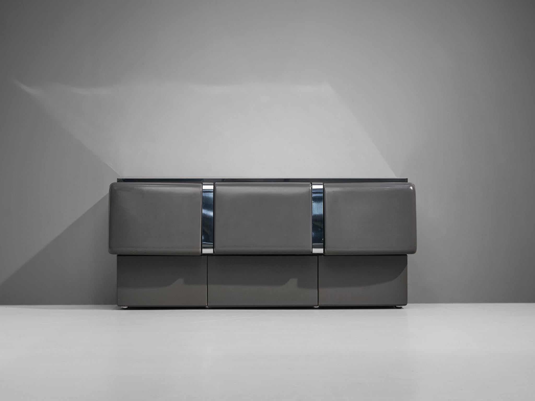Vittorio Introini for Saporiti 'Colby' Sideboard in Lacquered Wood and Metal 4
