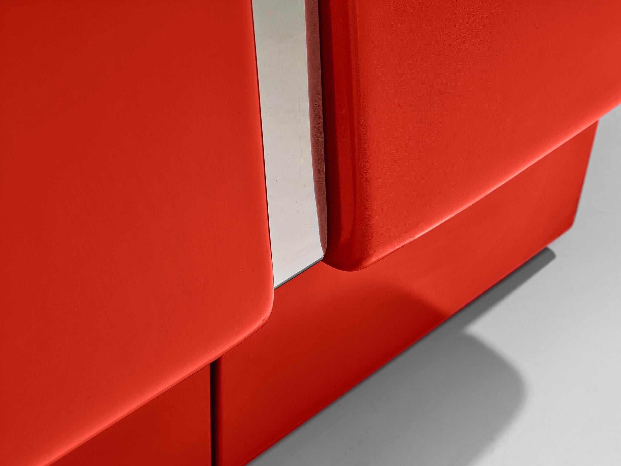 Metal Vittorio Introini for Saporiti 'Colby' Sideboard in Red