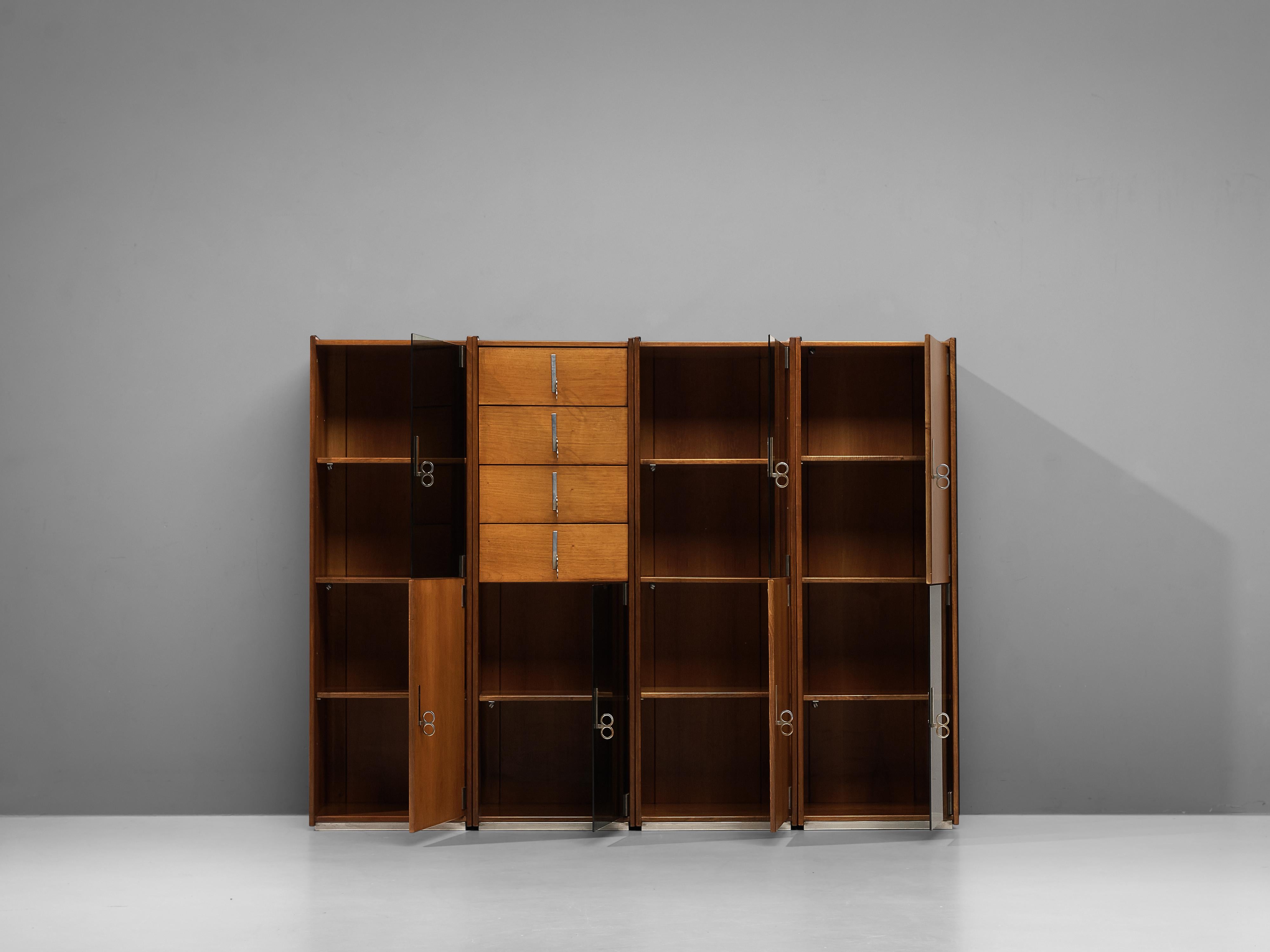 Vittorio Introini for Saporiti Free-Standing Modular Cabinets in Walnut 9