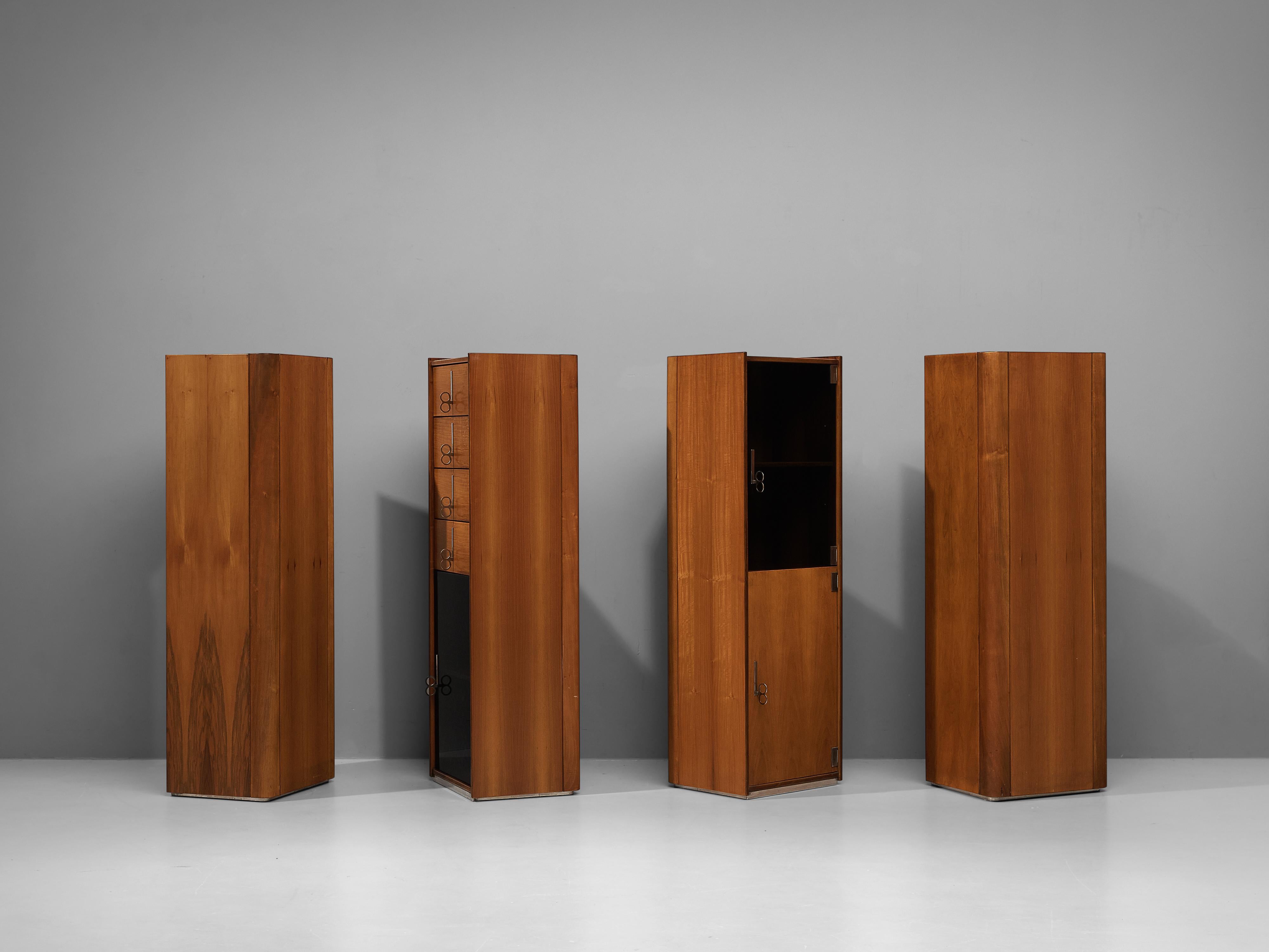 Mid-Century Modern Vittorio Introini for Saporiti Free-Standing Modular Cabinets in Walnut