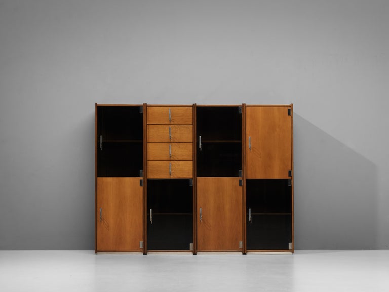 Vittorio Introini for Saporiti Free-Standing Modular Cabinets in Walnut For Sale 1