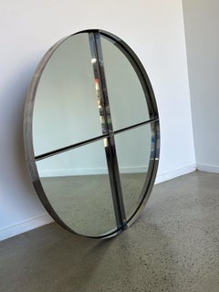 Vittorio Introini for Saporiti Italia Large Steel Wall Mirrors 1970s