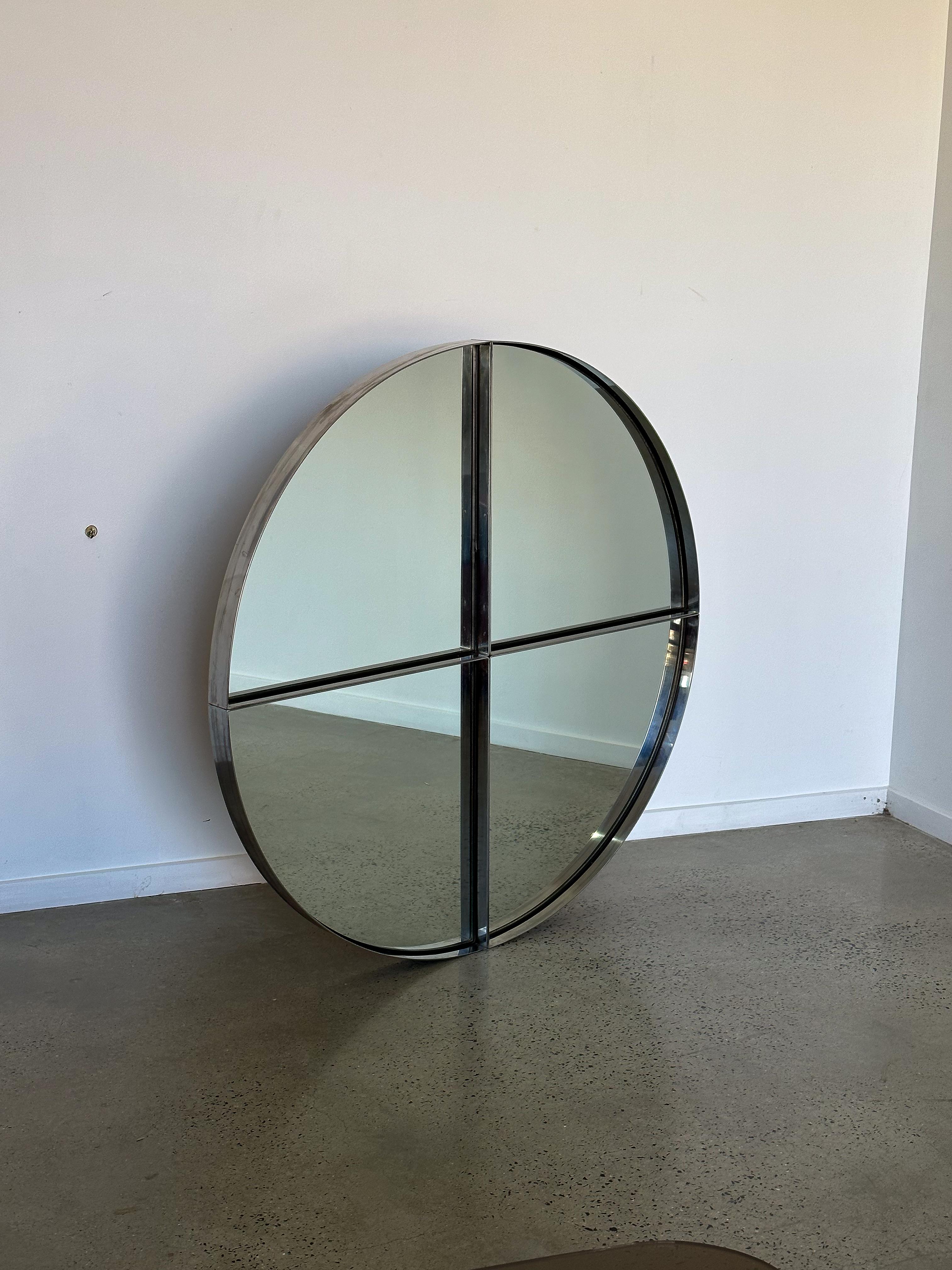 Vittorio Introini for Saporiti Italia Large Steel Wall Mirrors 1970s In Good Condition In Byron Bay, NSW