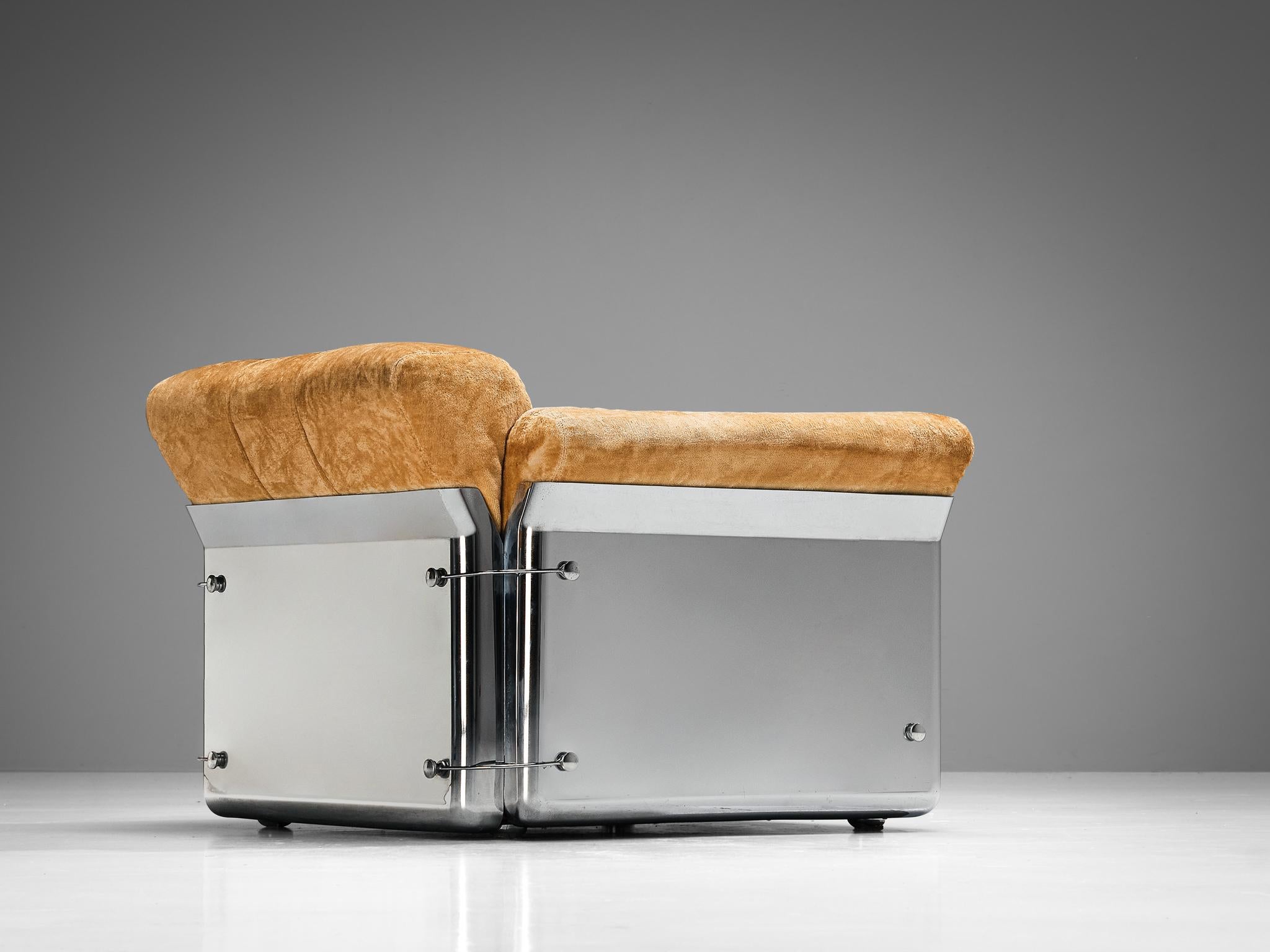 Steel Vittorio Introini for Saporiti 'Larissa' Lounge Chair in Velvet  For Sale