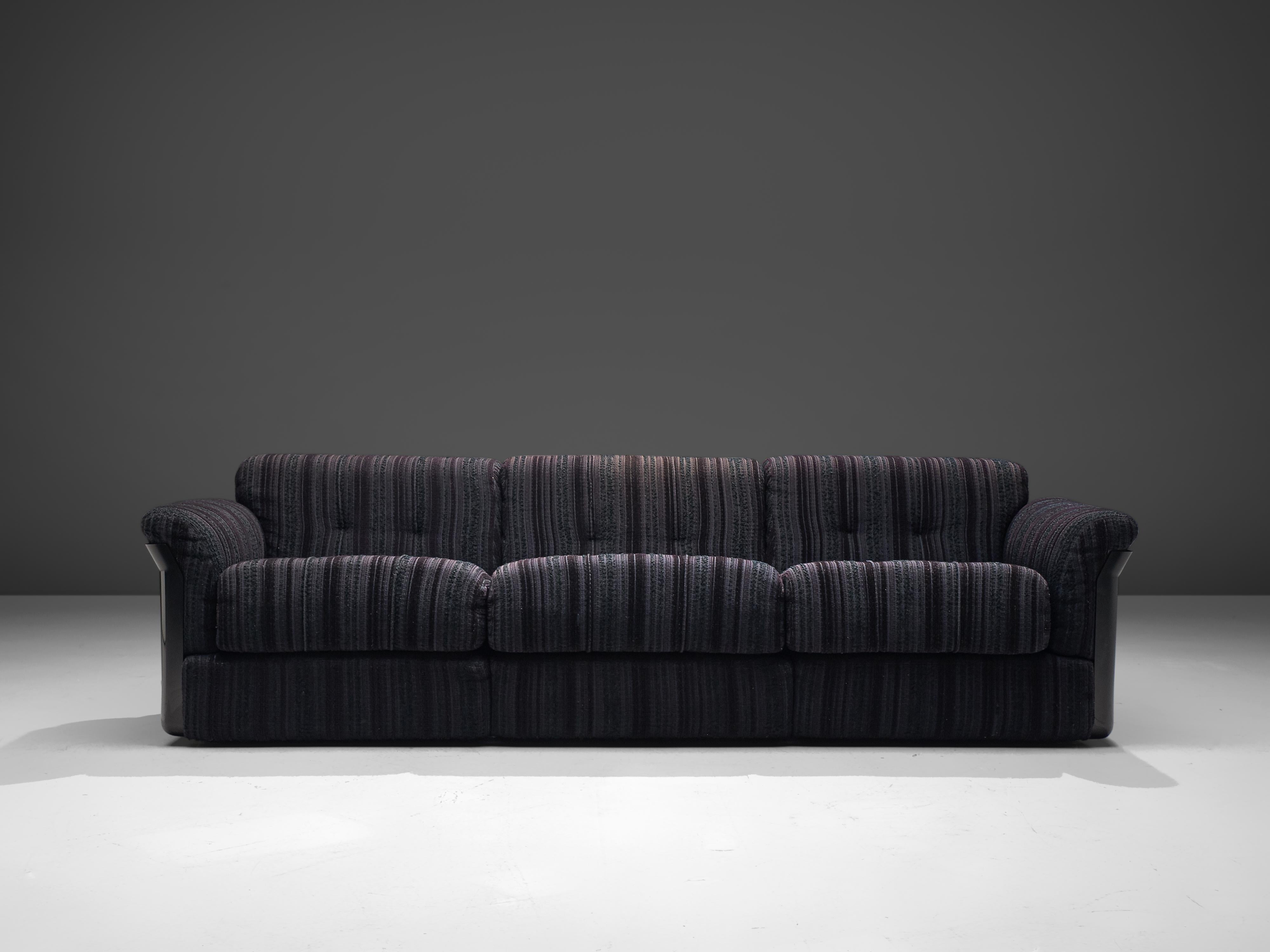 Mid-Century Modern Vittorio Introini for Saporiti 'Larissa' Sofa in Purple Black Upholstery For Sale