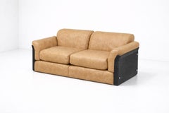 Vittorio Introini for Saporiti leather sofa, 1970s, Italy