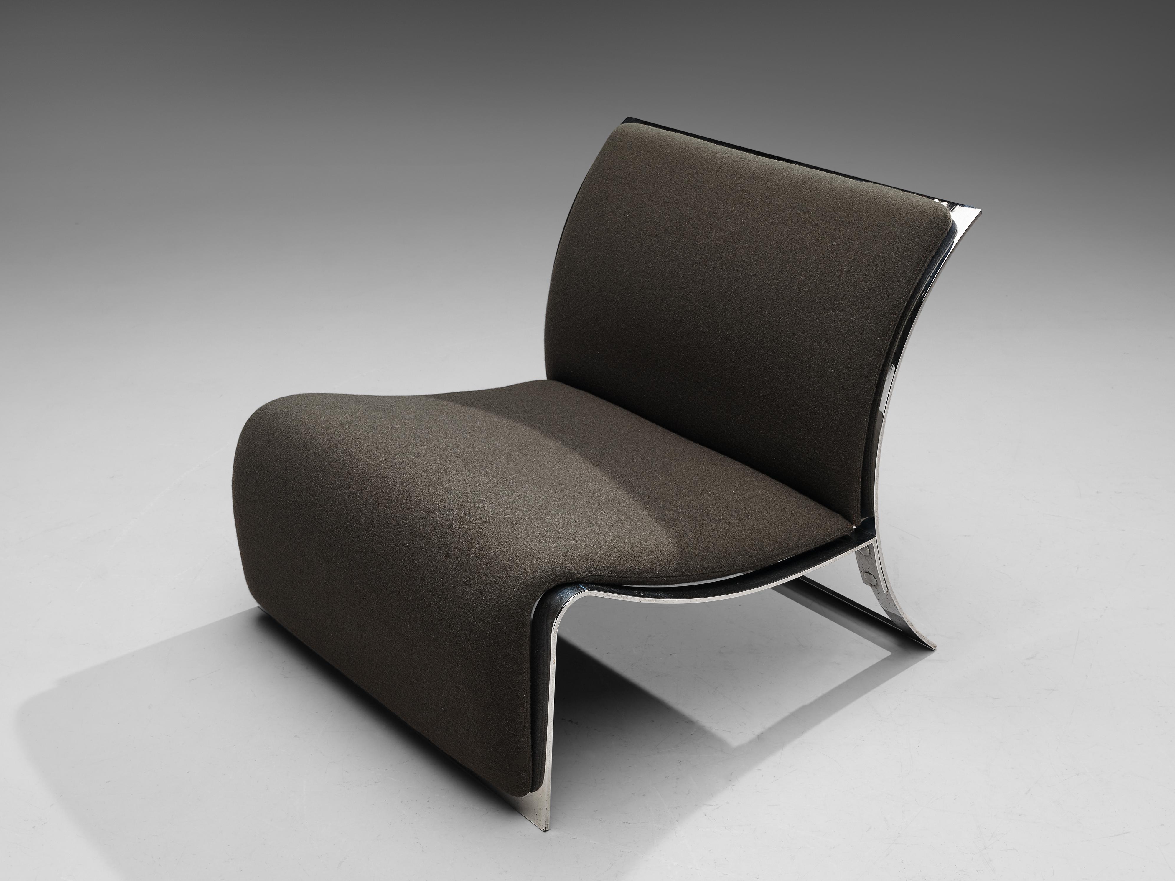 Steel Vittorio Introini for Saporiti Lounge Chair with Frame in Chrome