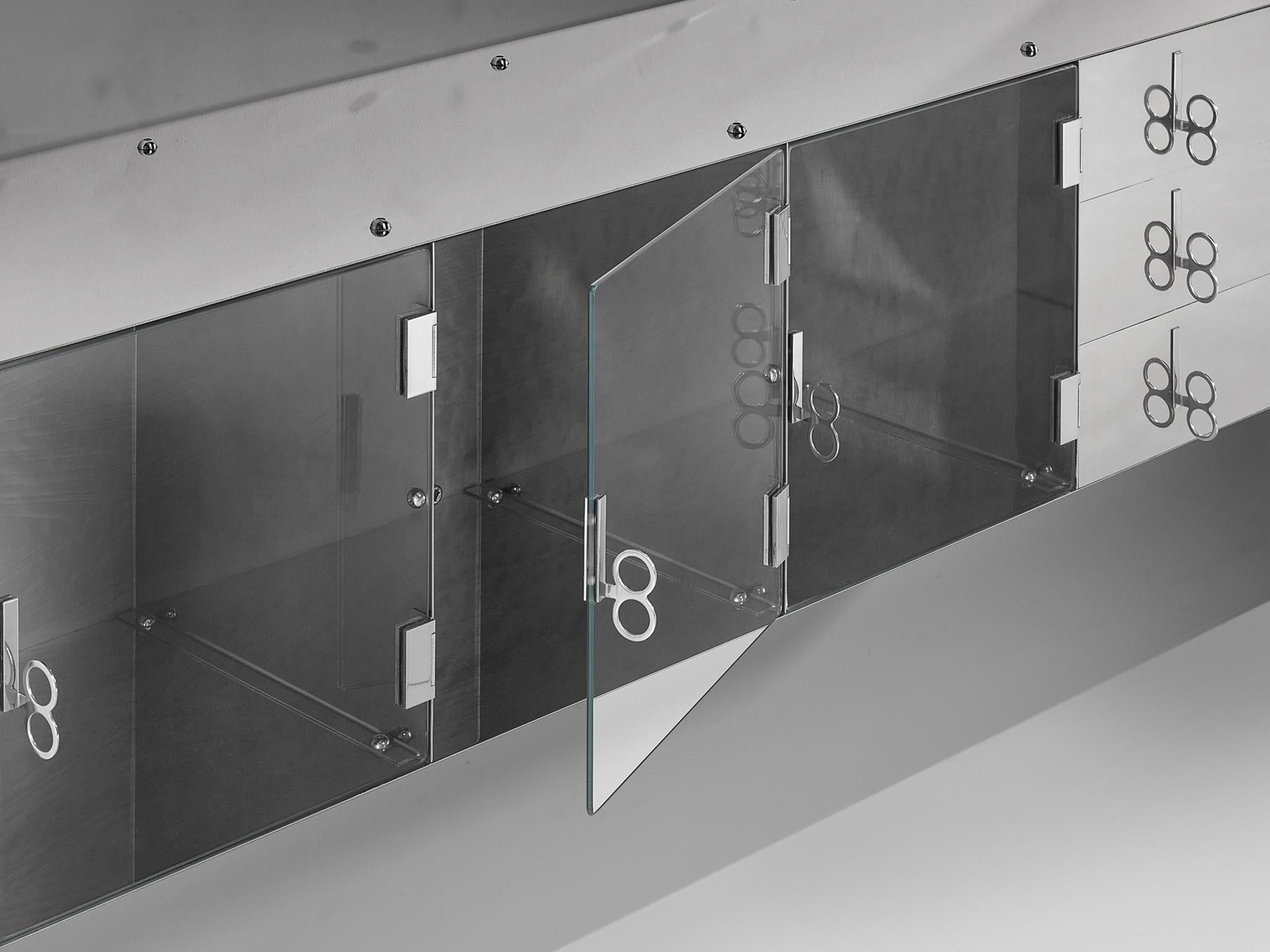 Vittorio Introini für Saporiti, verspiegeltes Sideboard aus poliertem Aluminium  im Angebot 4