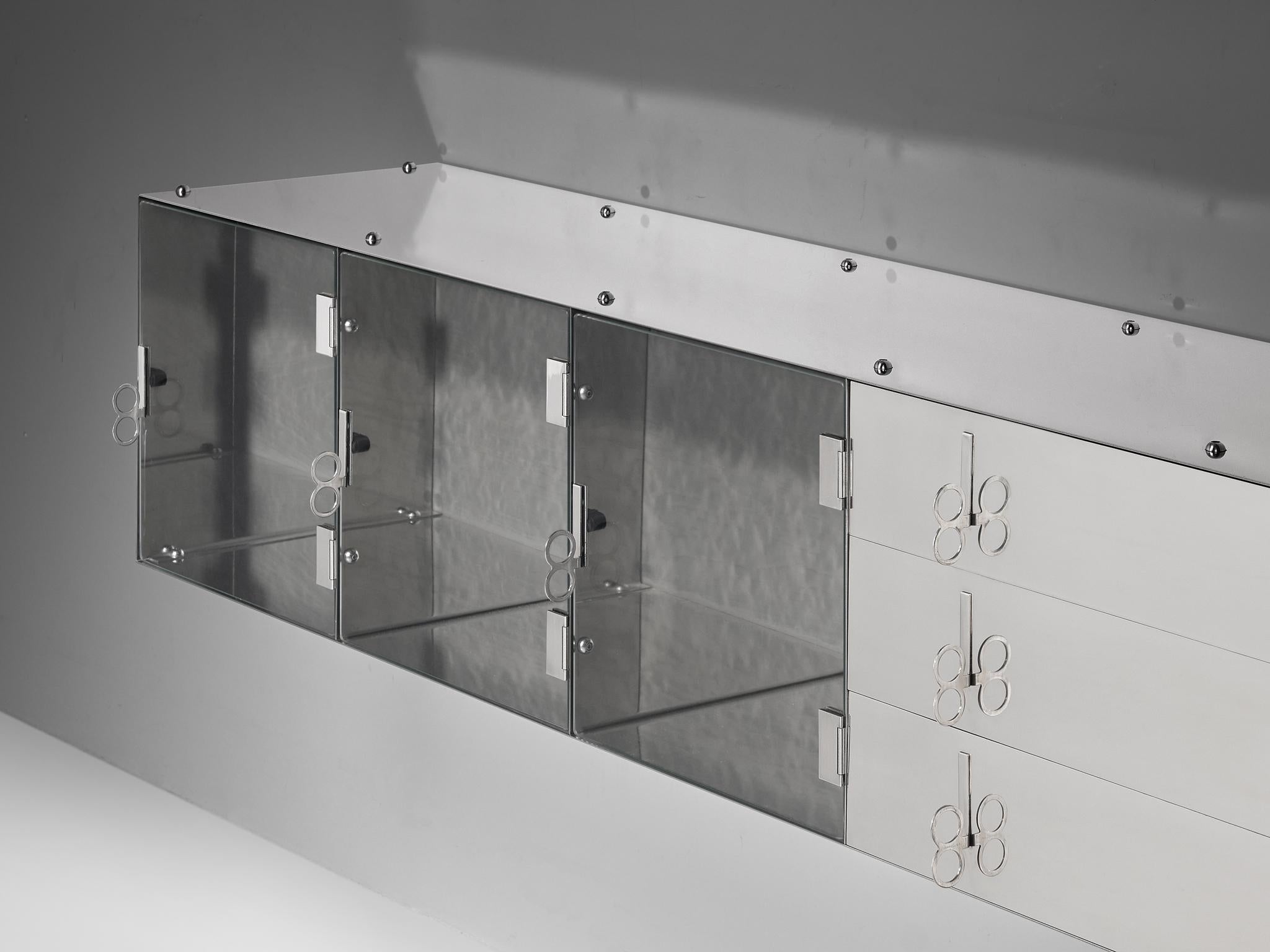 Mid-20th Century Vittorio Introini for Saporiti Mirrored Sideboard in Polished Aluminum  For Sale