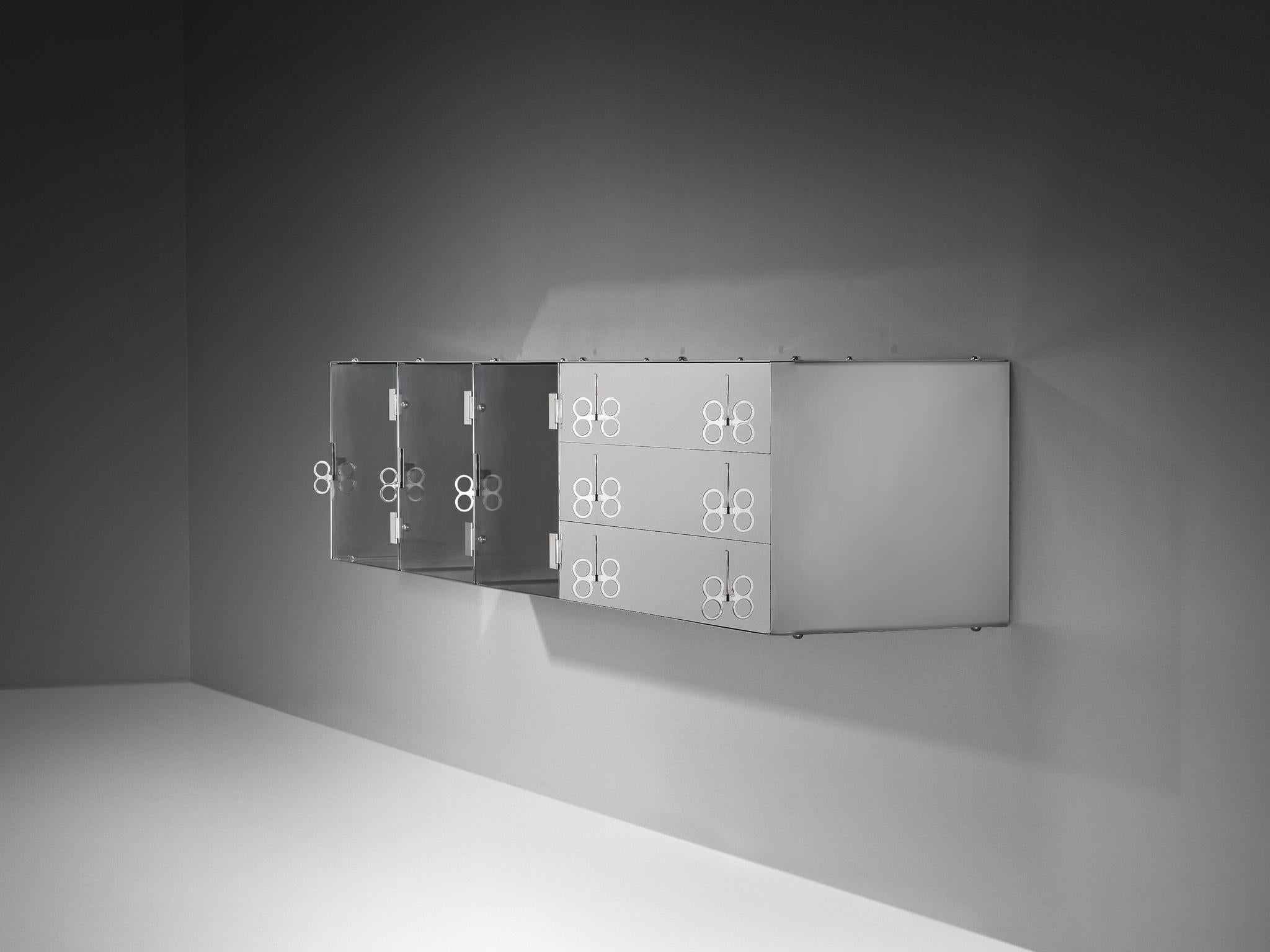 Vittorio Introini for Saporiti Mirrored Sideboard in Polished Aluminum  For Sale 1