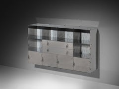 Vittorio Introini per Saporiti Credenza a specchio in vetro alluminio lucido