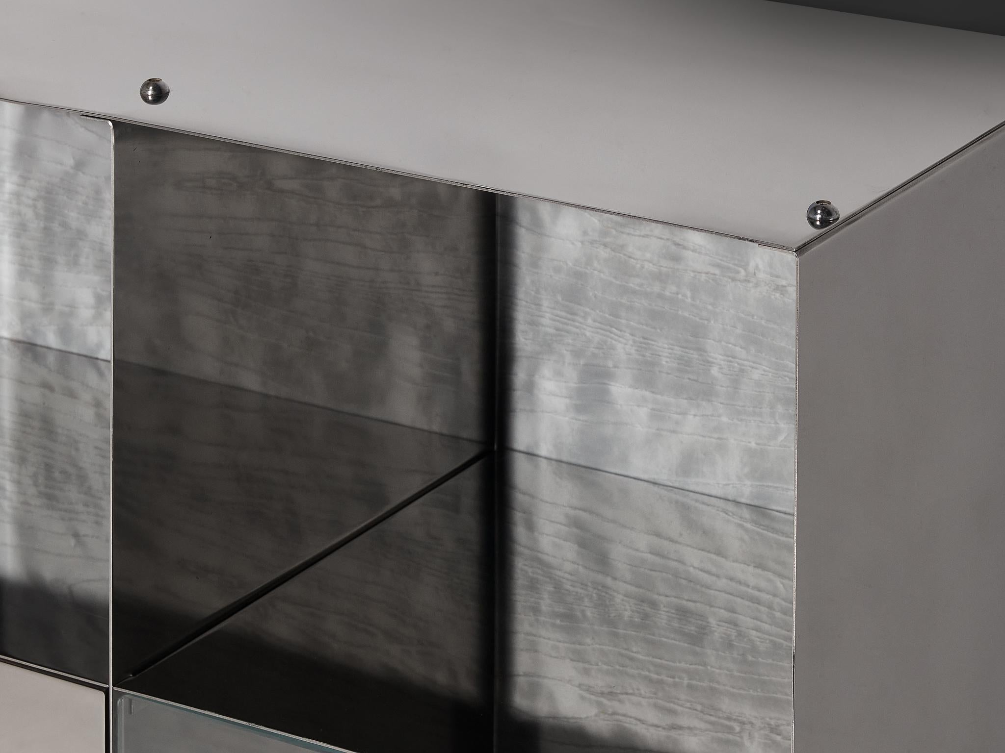 Vittorio Introini per Saporiti Credenza a specchio in vetro alluminio lucido In condizioni buone in vendita a Waalwijk, NL