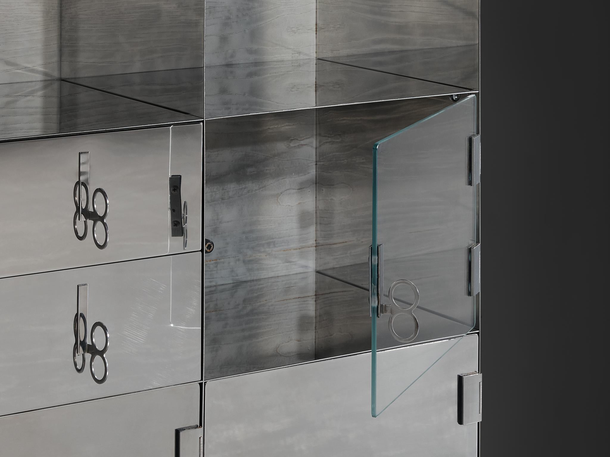 Vittorio Introini per Saporiti Credenza a specchio in vetro alluminio lucido in vendita 2