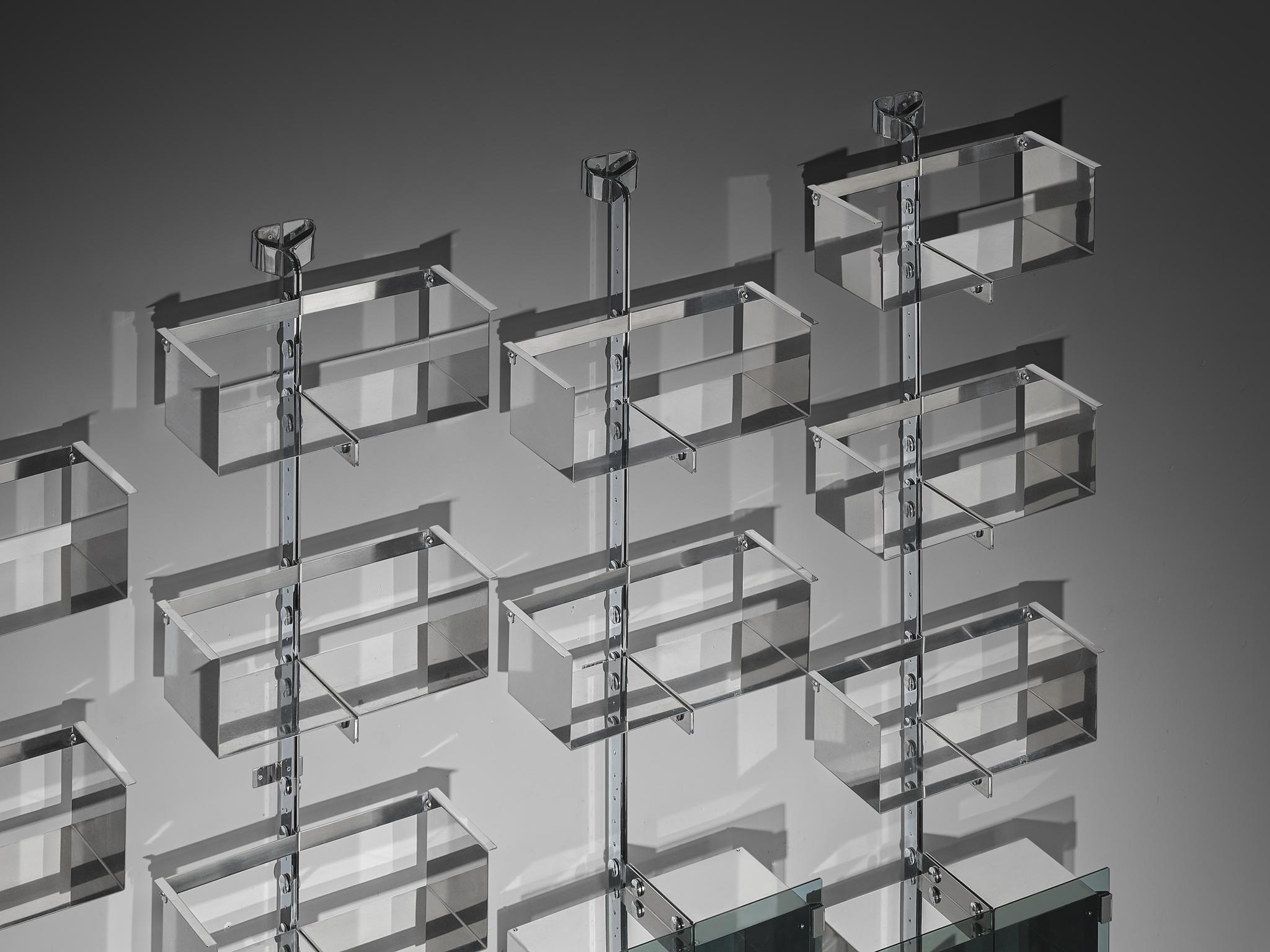 Modulares Wand Bücherregal „P700“ von Vittorio Introini für Saporiti aus Metall (Stahl) im Angebot