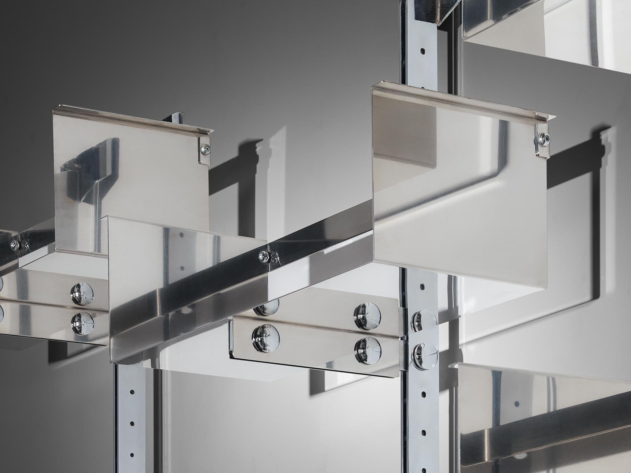 Modulares Wand Bücherregal „P700“ von Vittorio Introini für Saporiti aus Metall im Angebot 1