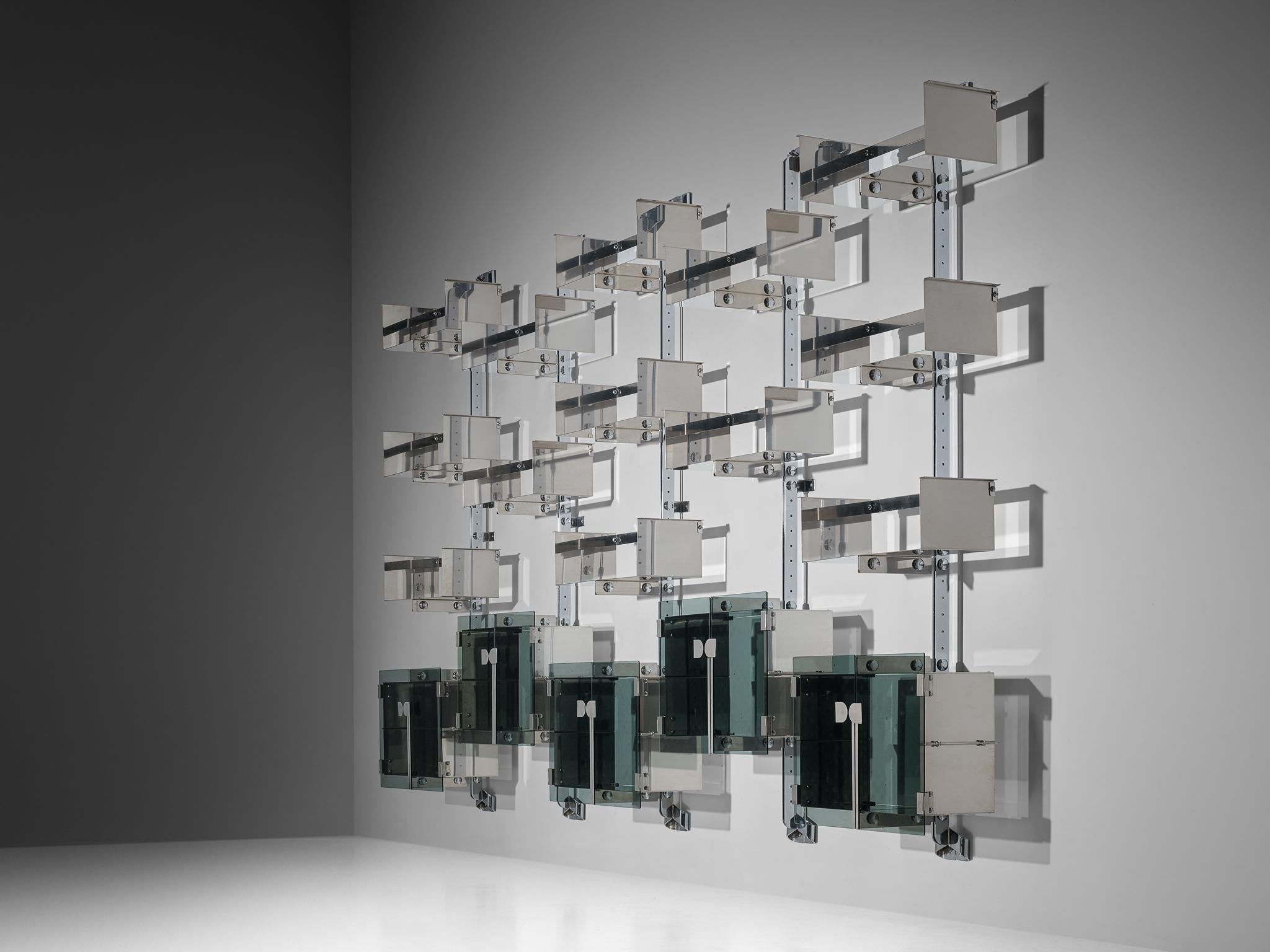 Modulares Wand Bücherregal „P700“ von Vittorio Introini für Saporiti aus Metall im Angebot 2