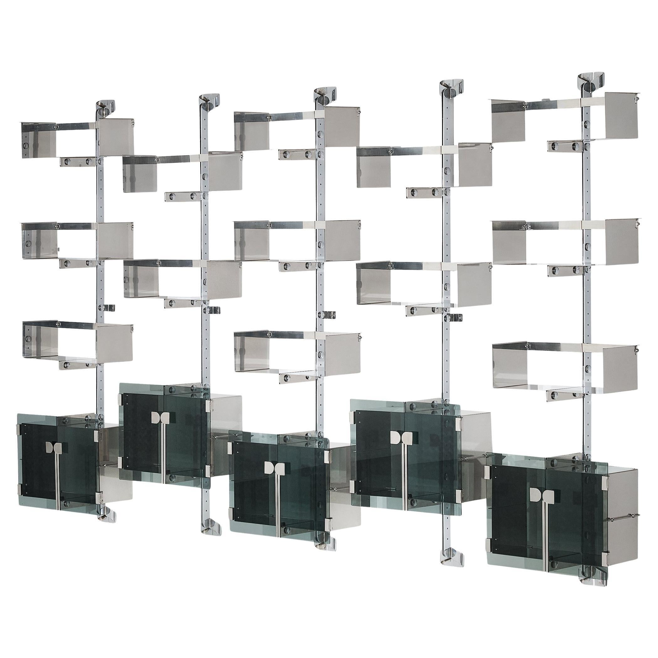 Vittorio Introini for Saporiti 'P700' Modular Wall Bookcase in Metal