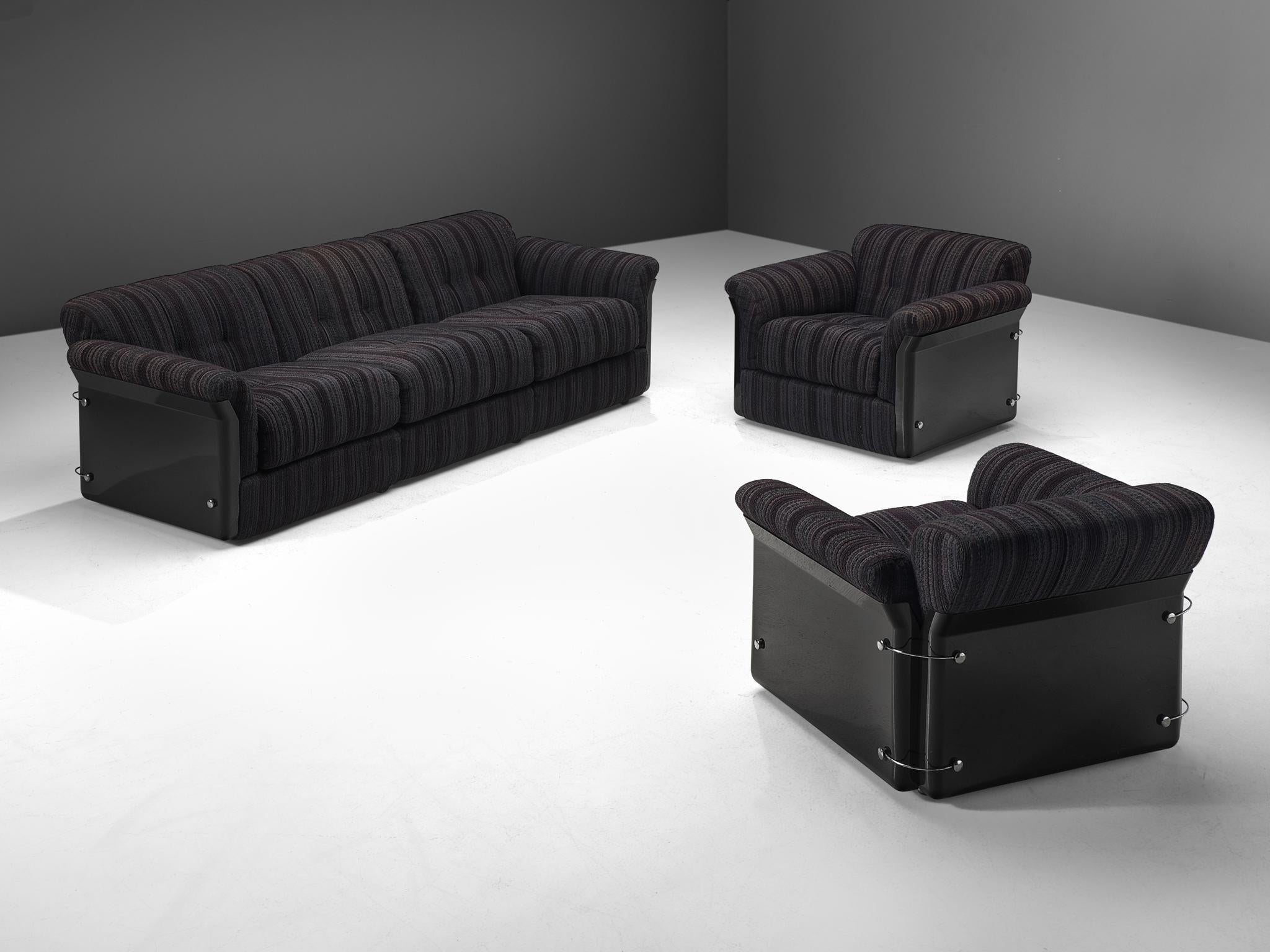 Fabric Vittorio Introini for Saporiti Pair of 'Larissa' Lounge Chairs For Sale