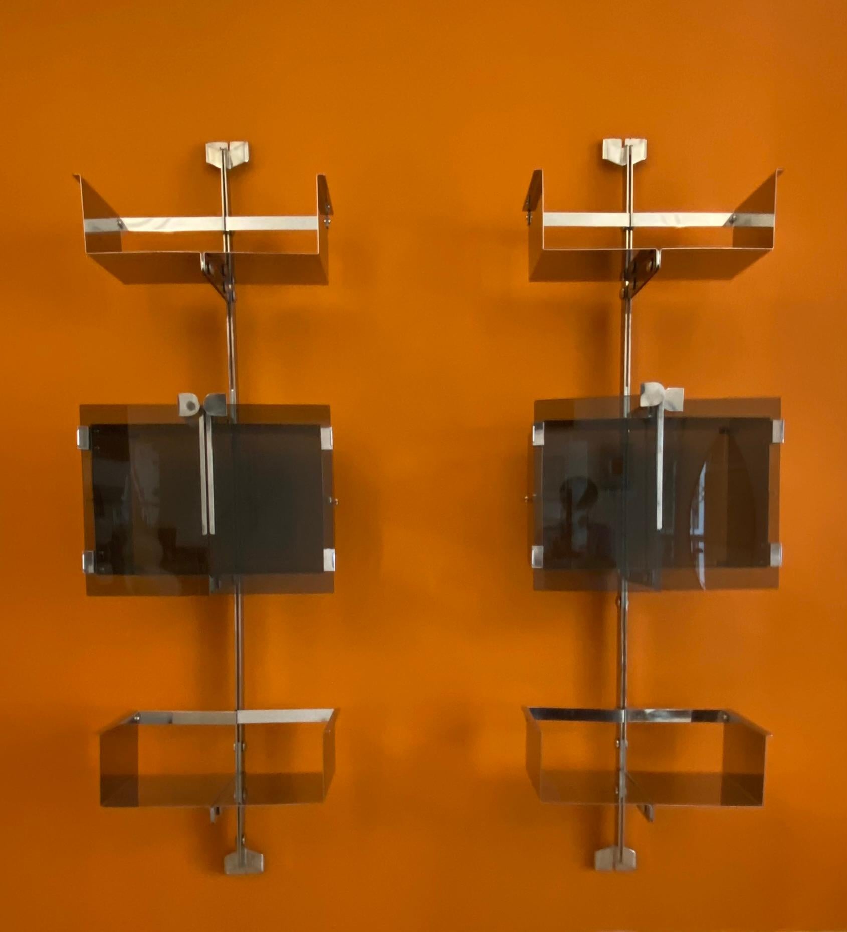 Mid-Century Modern Vittorio Introini for Saporiti Pair of Proposal P700 Wall Shelves, Italy 1969