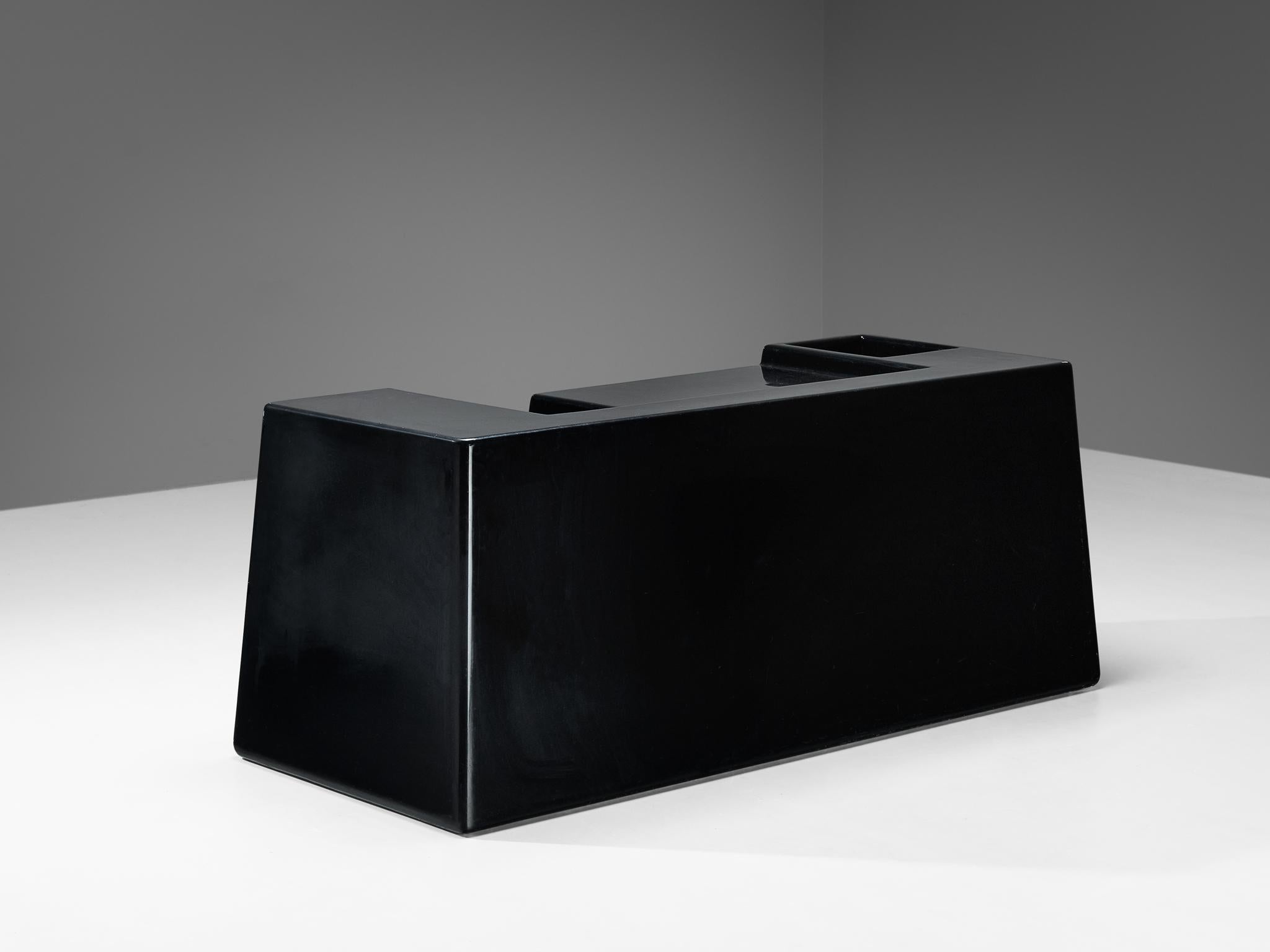 Italian Vittorio Introini for Saporiti Rare Sculptural Desk in Black Fiberglass