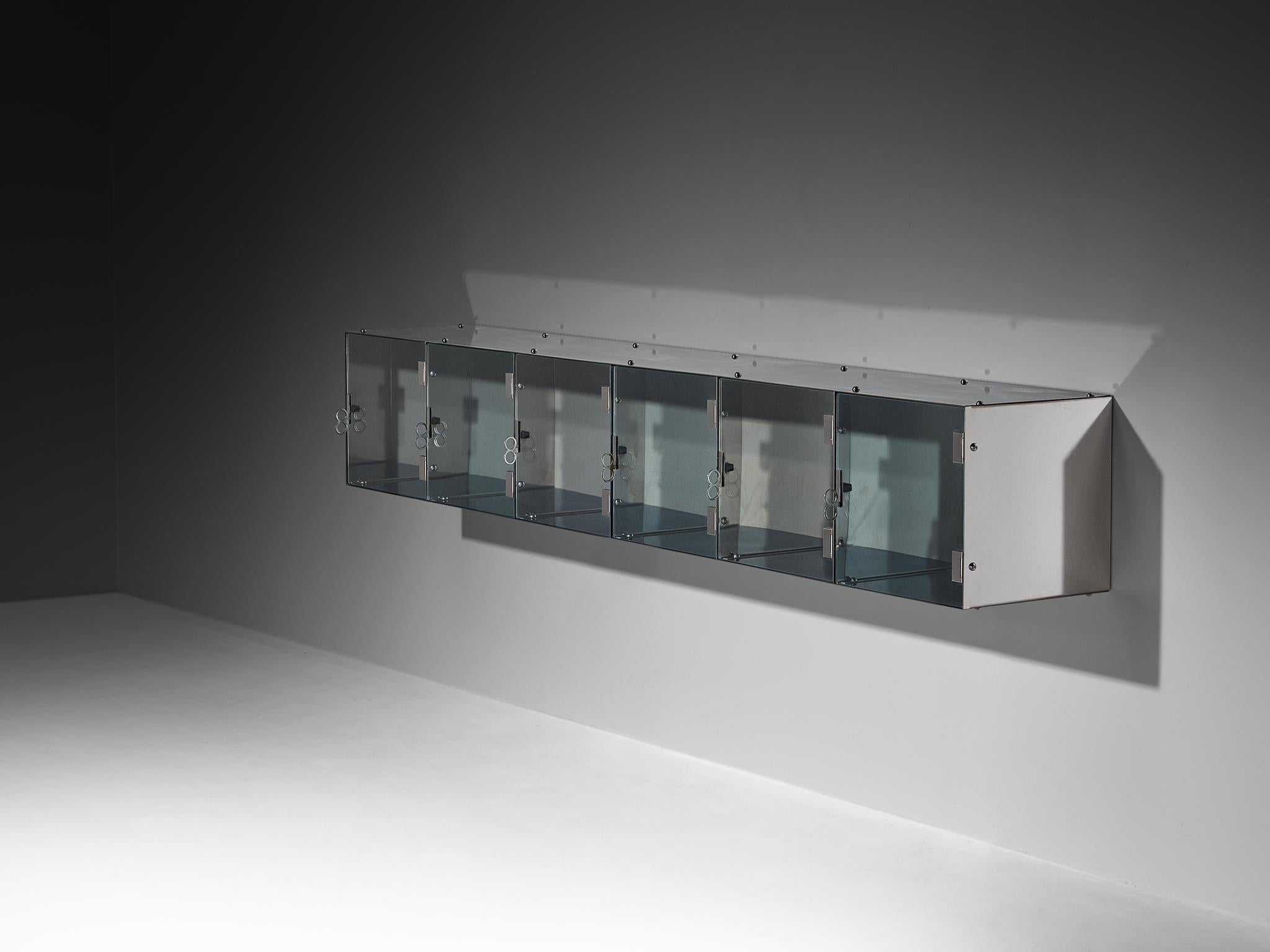 Aluminium Buffet mural Vittorio Introini pour Saporiti en aluminium et verre en vente