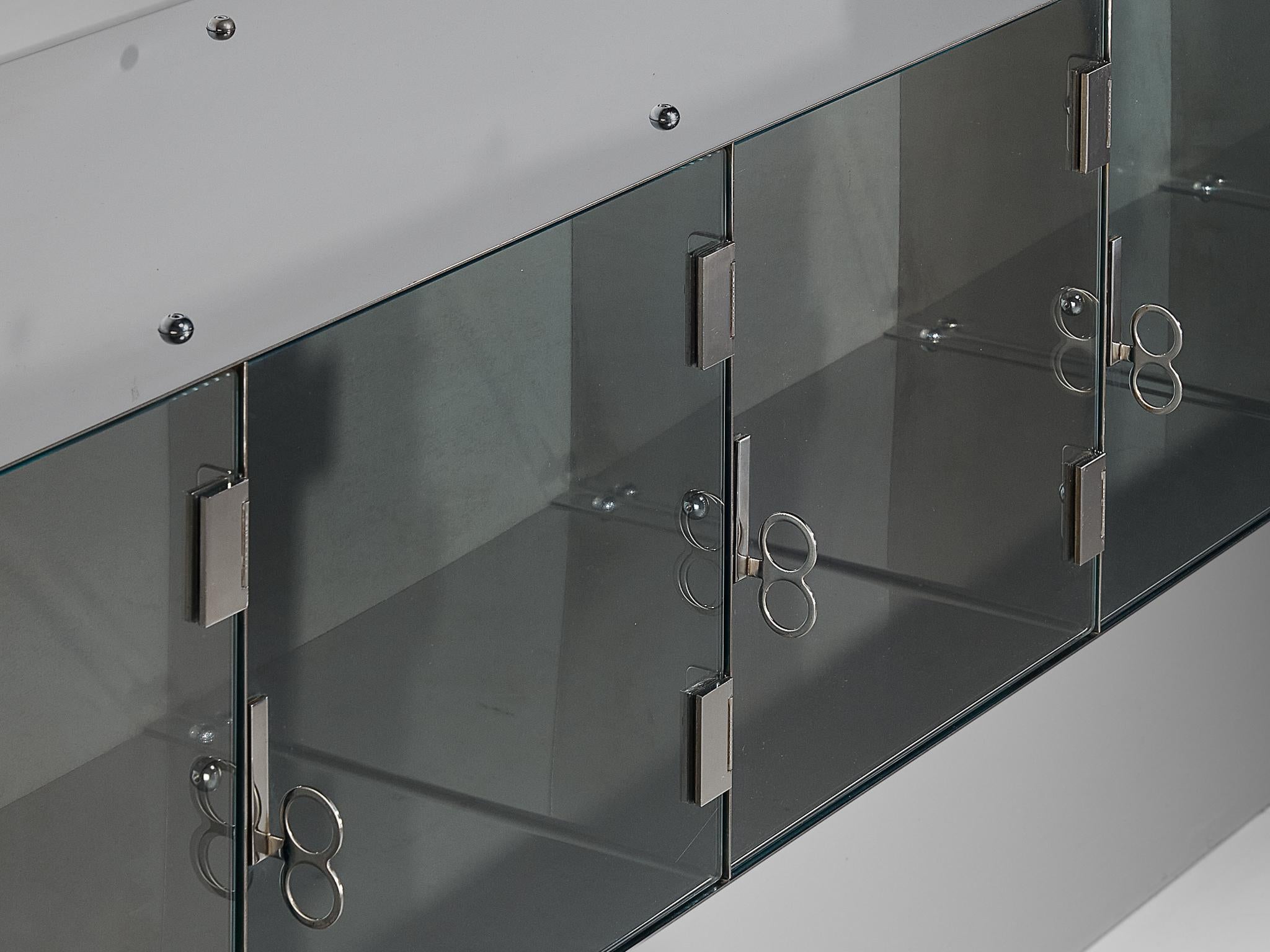 Buffet mural Vittorio Introini pour Saporiti en aluminium et verre en vente 1