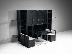 Vittorio Introini for Saporiti Wall Unit in Lacquered Ash and Chrome