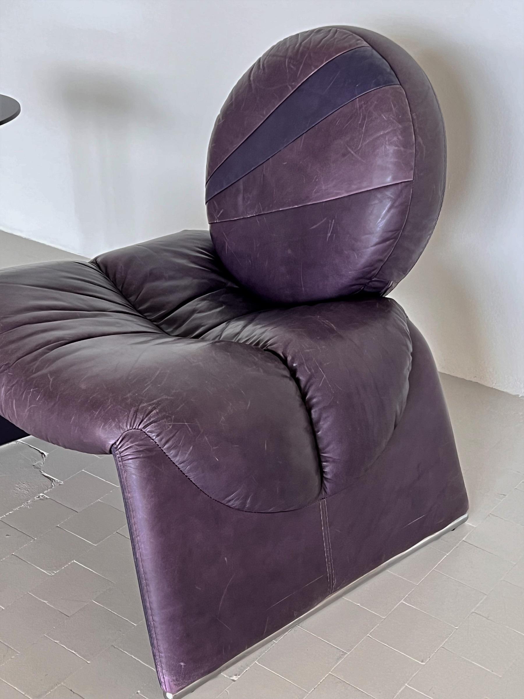 Vittorio Introini Lounge Chair P35 in Purple for Saporiti, 1980s For Sale 5