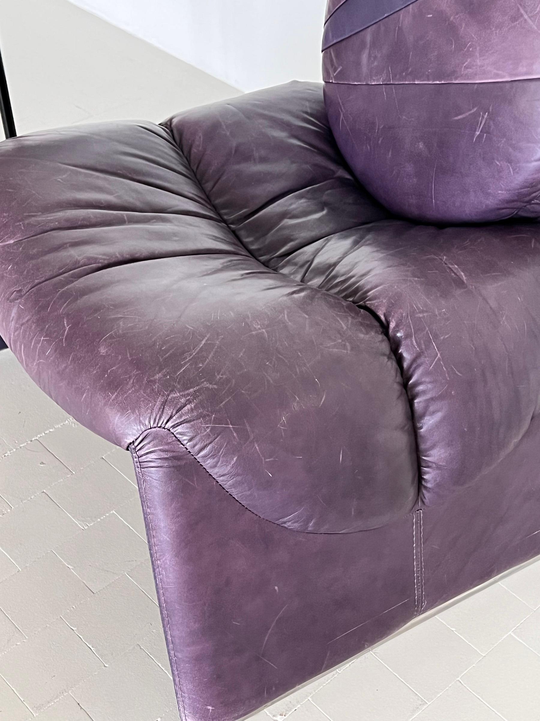 Vittorio Introini Lounge Chair P35 in Purple for Saporiti, 1980s For Sale 6