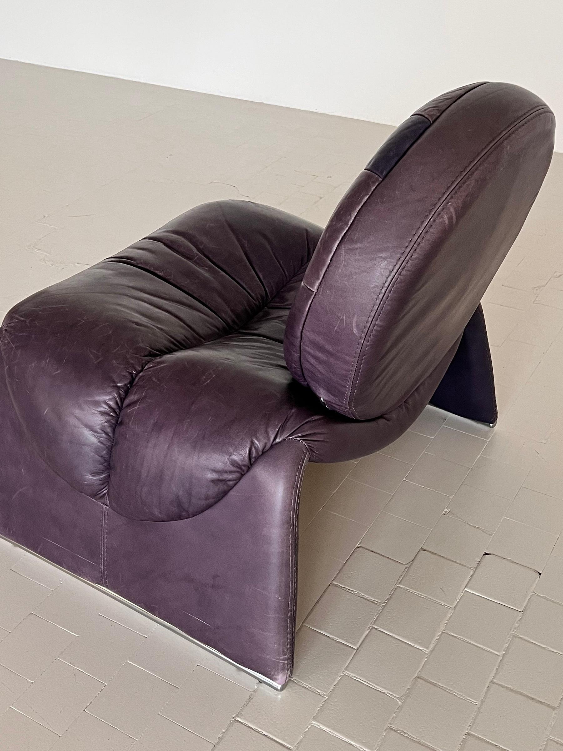 Vittorio Introini Lounge Chair P35 in Purple for Saporiti, 1980s For Sale 7