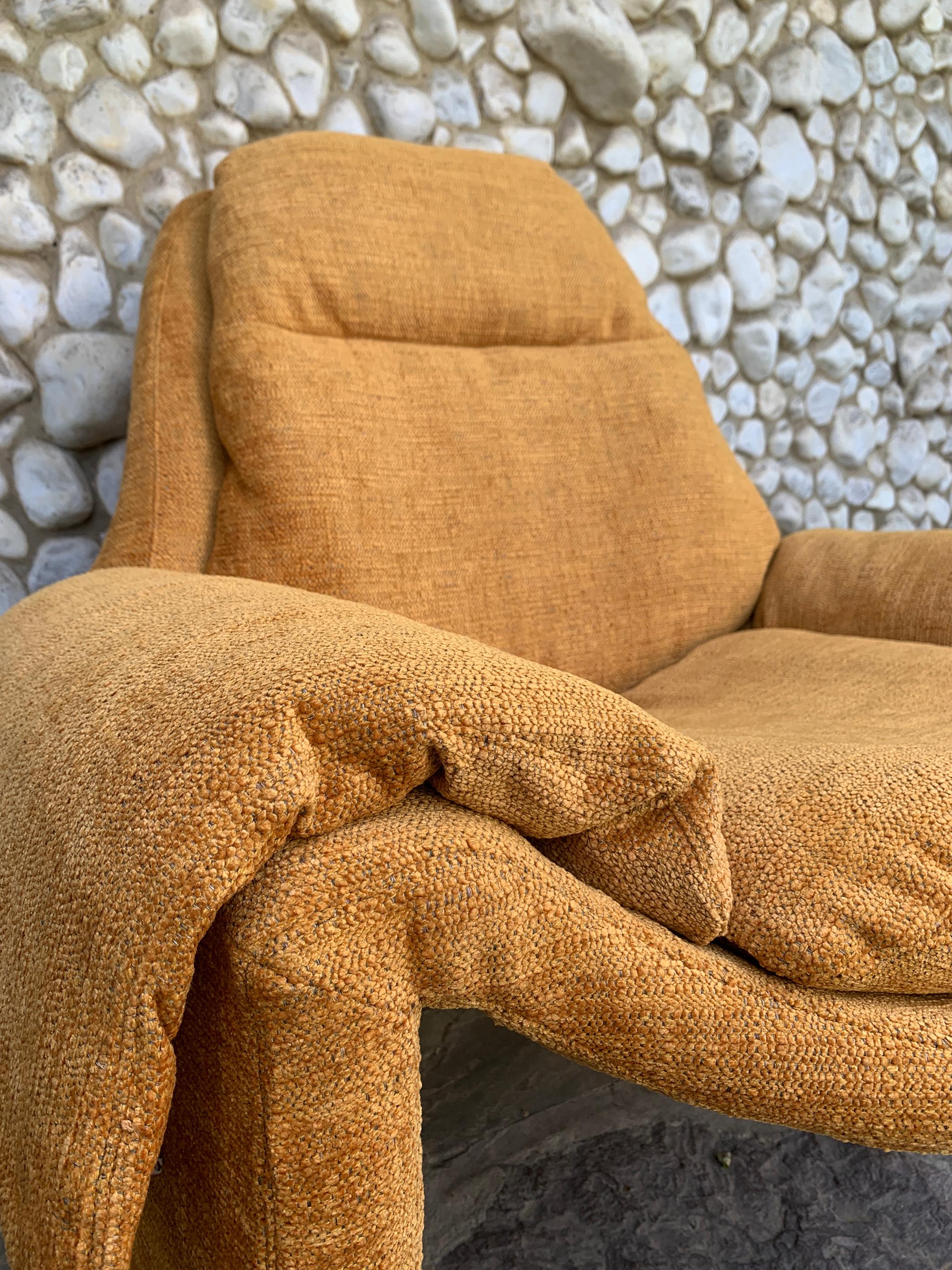 20th Century Vittorio Introini P60 lounge chair for Saporiti Italy, 1970s For Sale