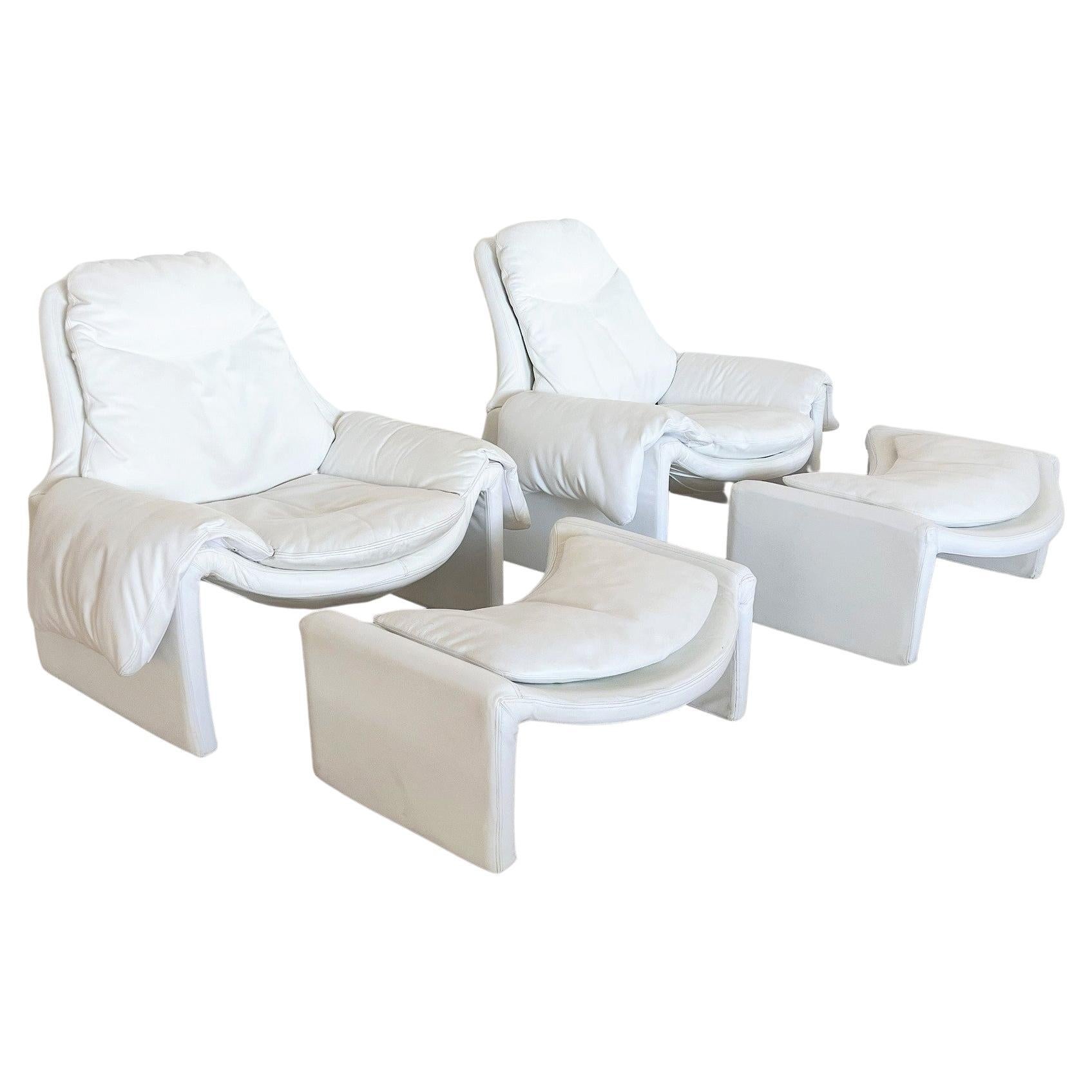 Vittorio Introini P60 Set of 2 Lounge Chairs with Ottomans for Saporiti, 1960s