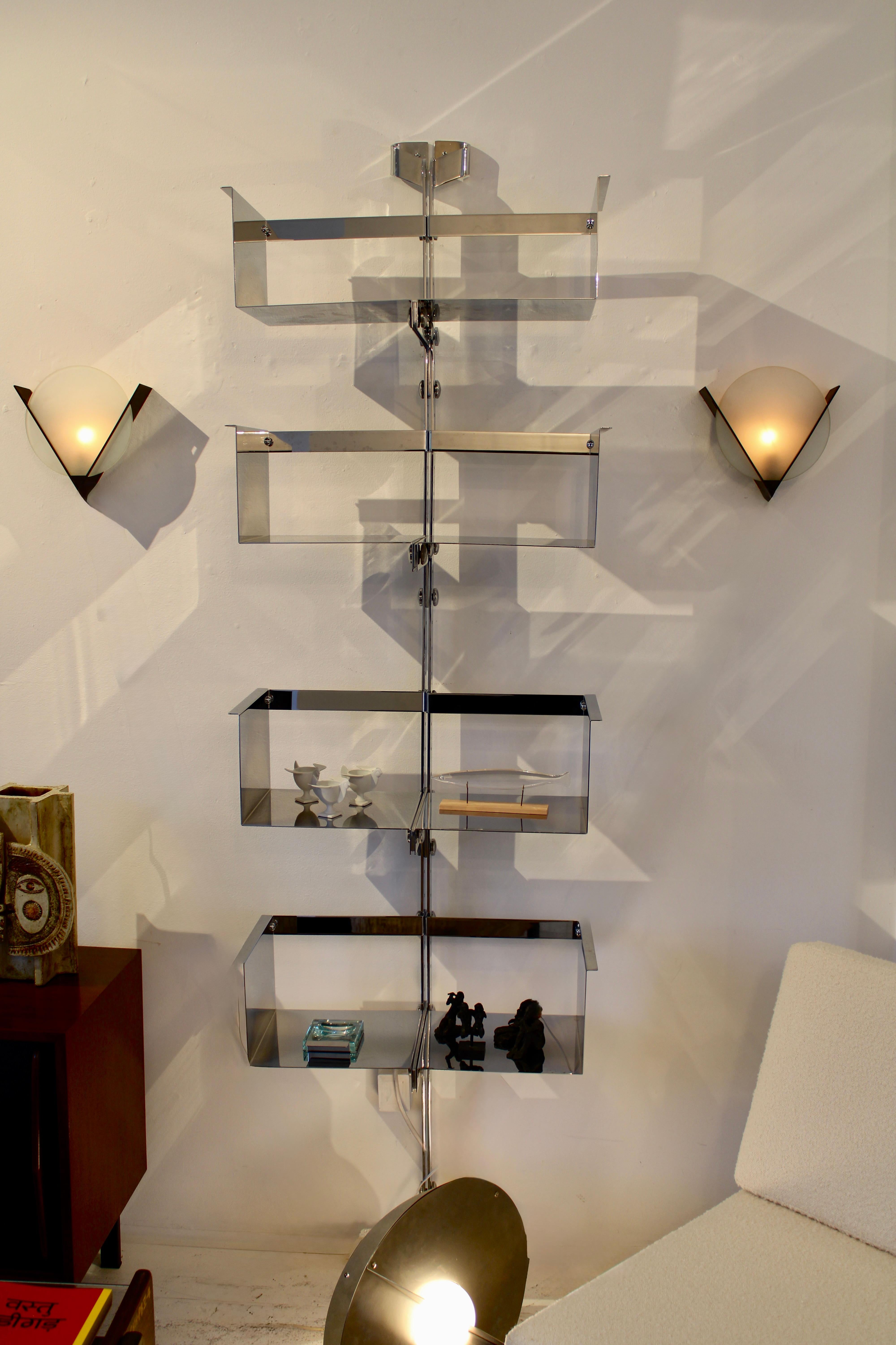 Mid-Century Modern Vittorio Introini Pair of Adjustable Bookshelf Library Systems P700