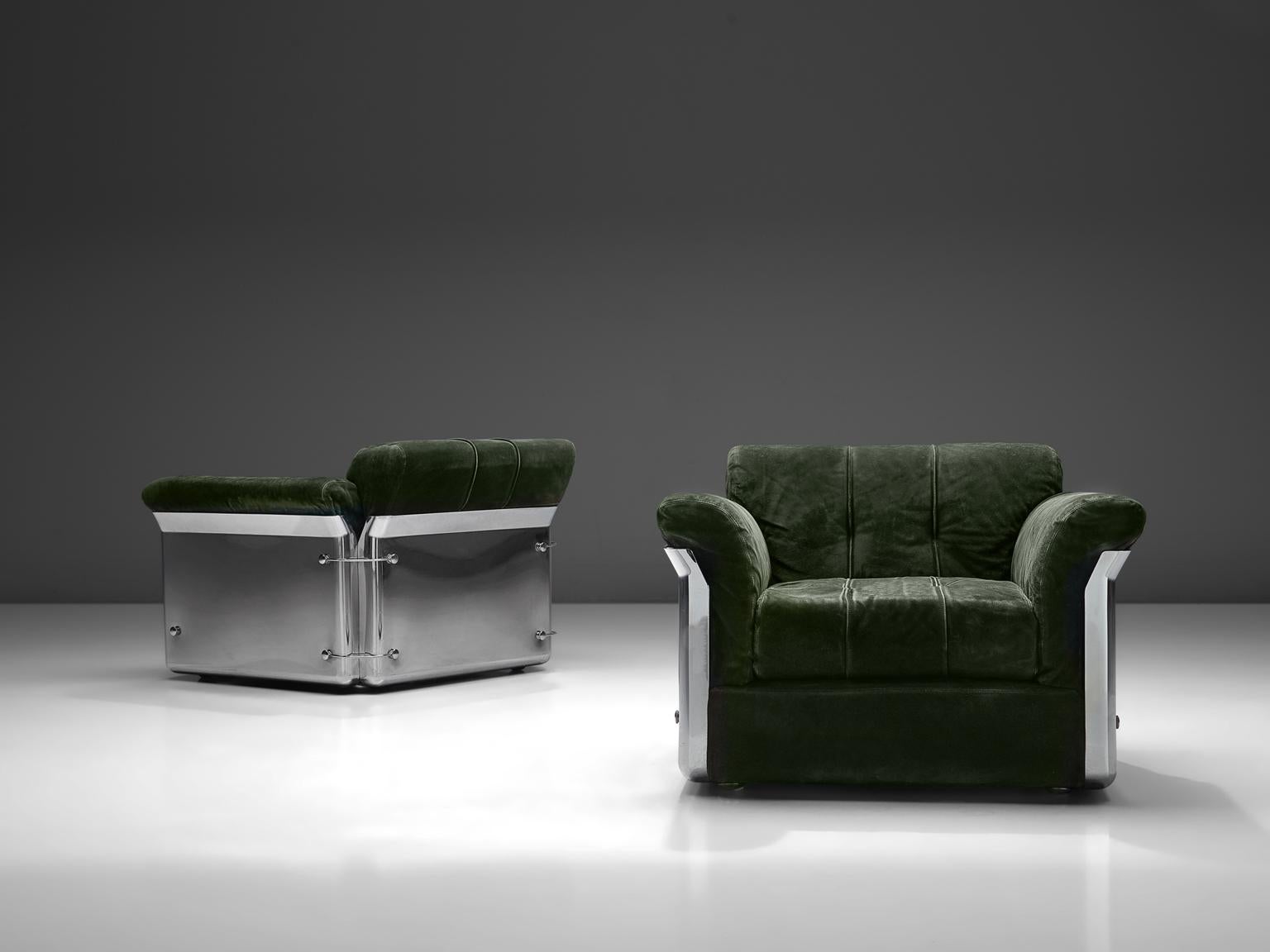 Italian Vittorio Introini Pair of 'Larissa' Lounge Chairs for Saporiti