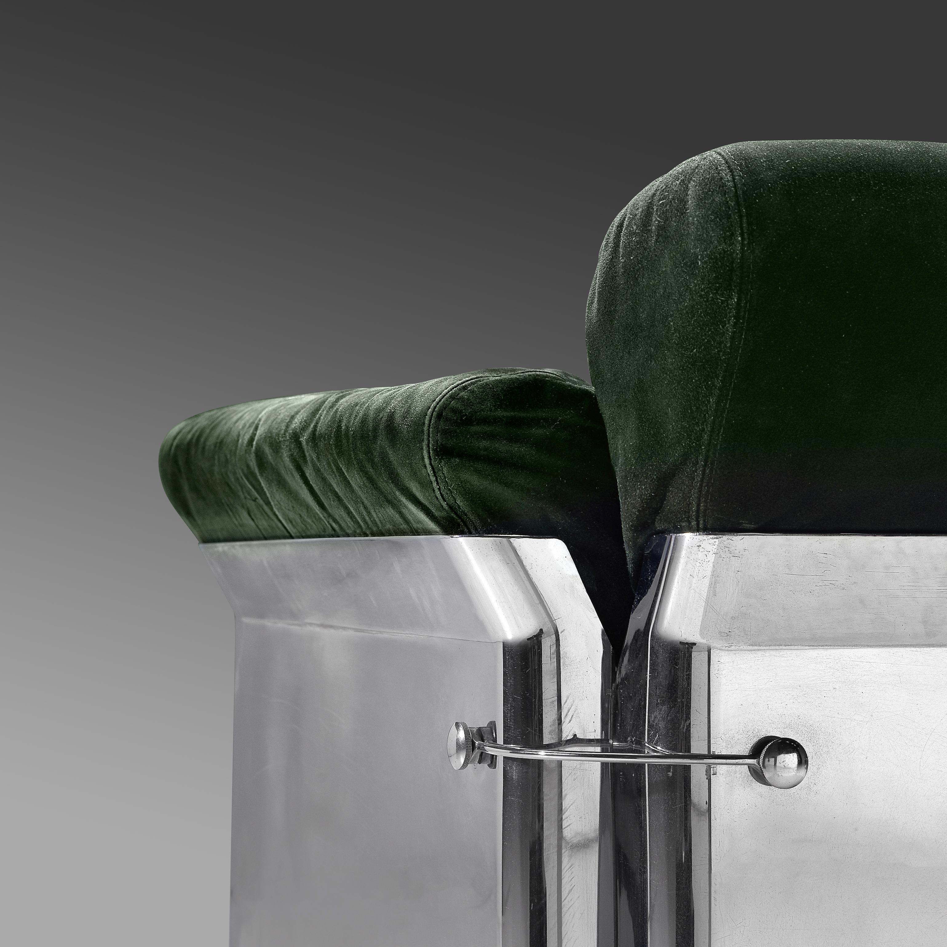Mid-Century Modern Vittorio Introini Pair of 'Larissa' Lounge Chairs in Green Leather