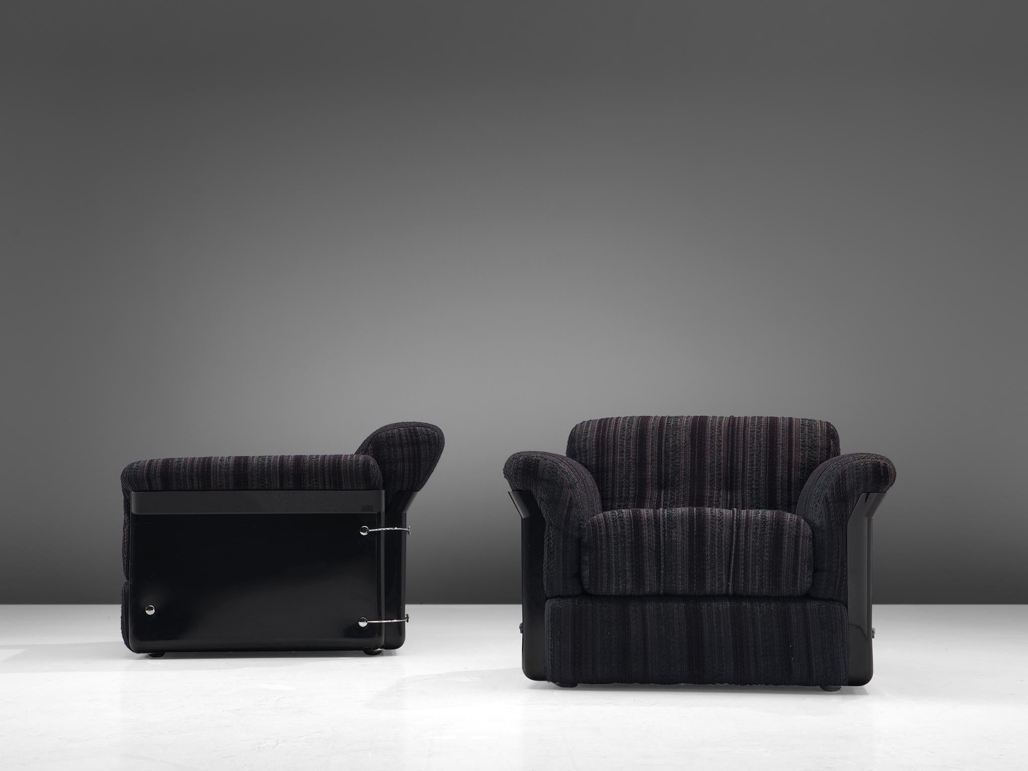 Mid-20th Century Vittorio Introini Pair of 'Larissa' Lounge Set in Black for Saporiti
