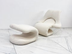 Vittorio Introini Relax Armchair & Footrest, Belgian Boucle, Felice Rossi, 1978