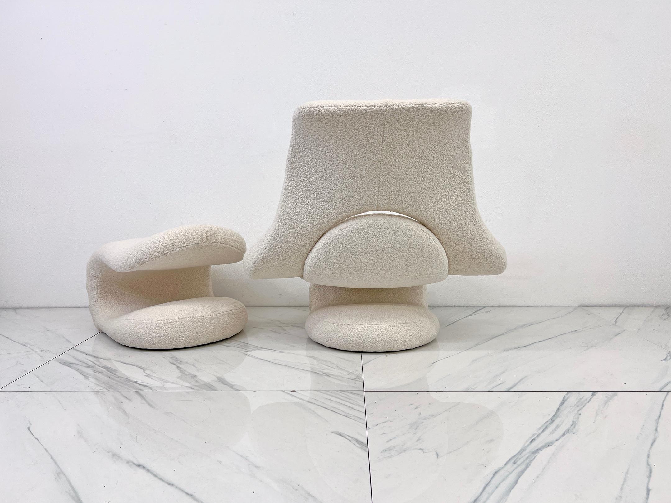 Sillón Relax y Reposapiés Vittorio Introini, Boucle belga, Felice Rossi, 1978 finales del siglo XX en venta