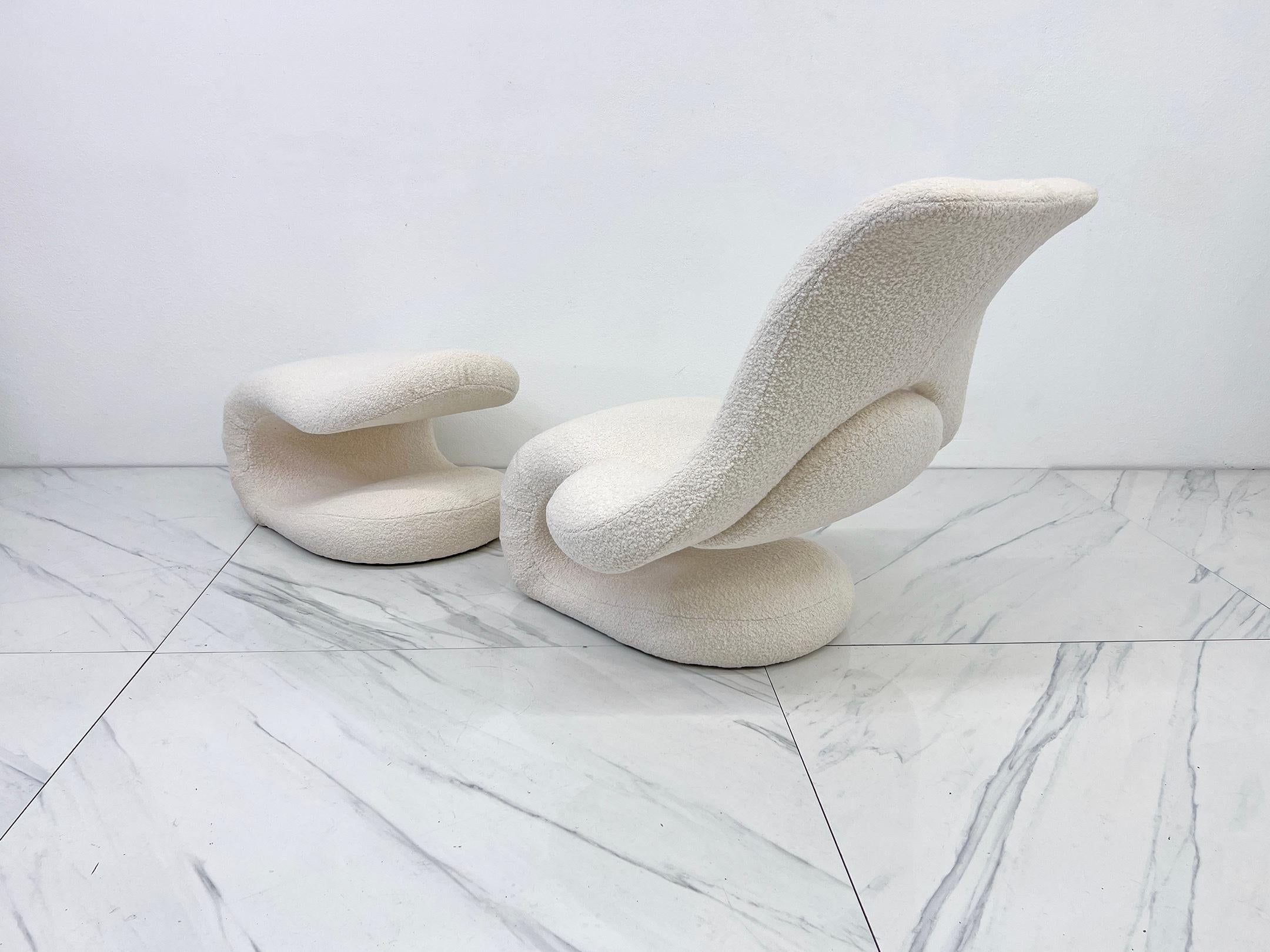 Sillón Relax y Reposapiés Vittorio Introini, Boucle belga, Felice Rossi, 1978 Bouclé en venta