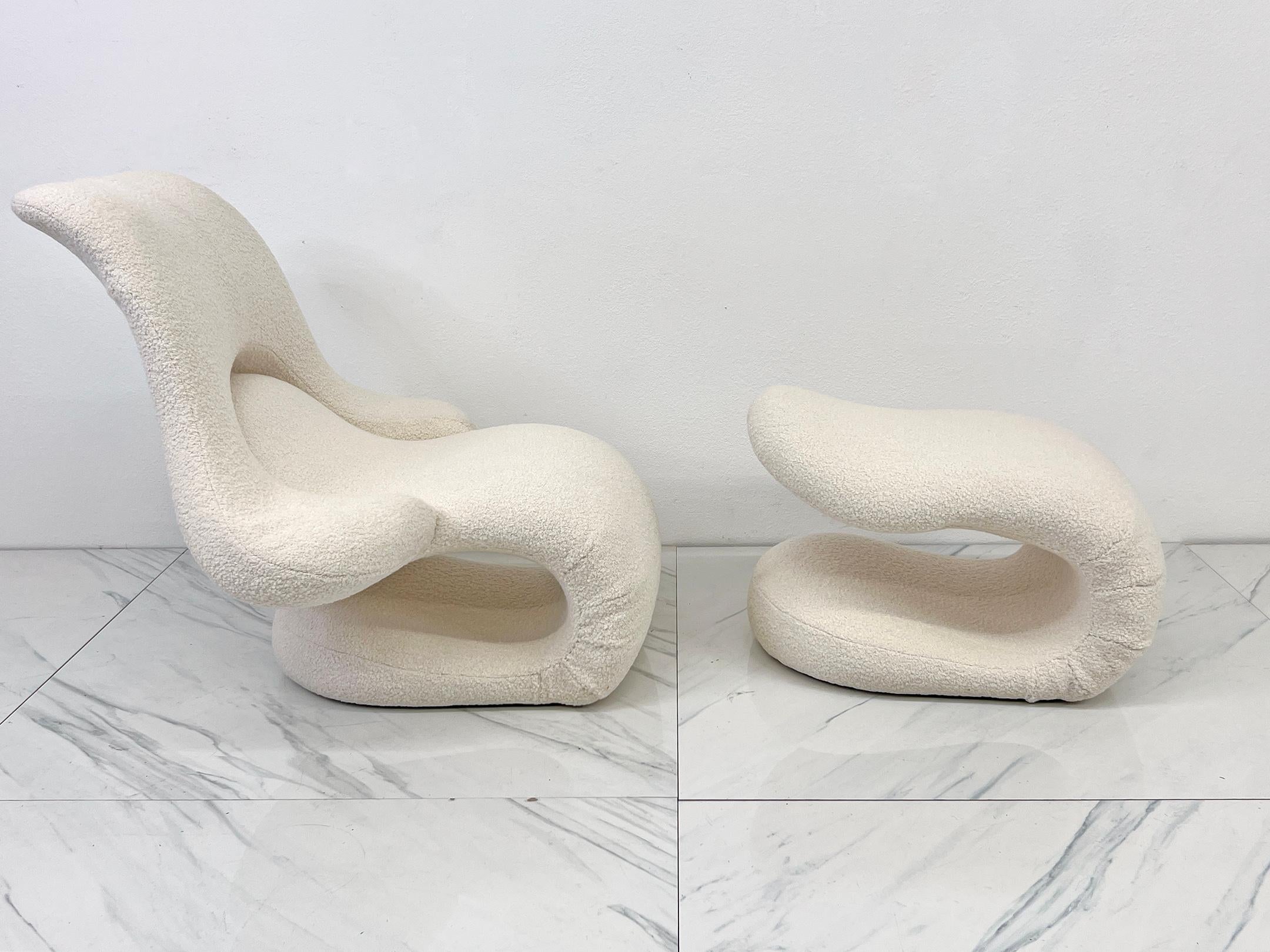 Sillón Relax y Reposapiés Vittorio Introini, Boucle belga, Felice Rossi, 1978 en venta 1