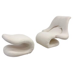 Vittorio Introini Relax Sessel mit Fußstütze, belgischer Boucle, Felice Rossi, 1978